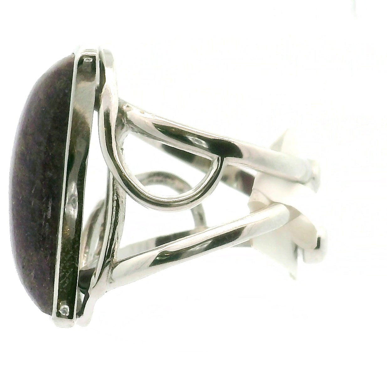 Atlantisite Stichtite in Serpentine Finger Cuff Adjustable Ring .925 Silver with Rhodium Plating for Emotional Maturity, Inner Peace and Improved Self Esteem
