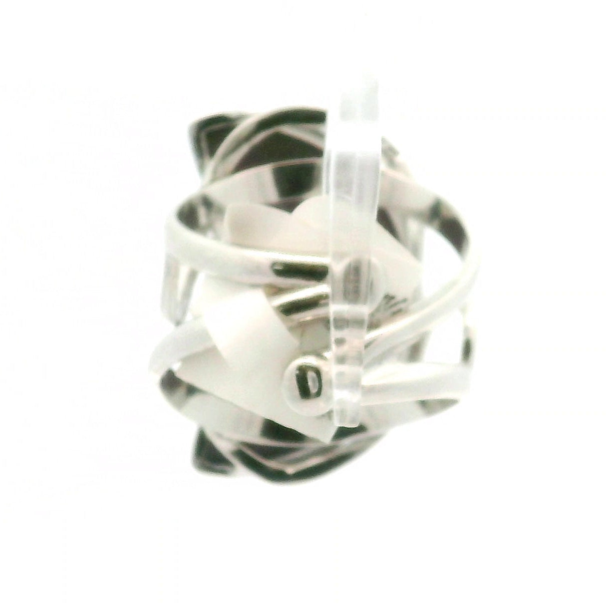 Atlantisite Stichtite in Serpentine Finger Cuff Adjustable Ring .925 Silver with Rhodium Plating for Emotional Maturity, Inner Peace and Improved Self Esteem