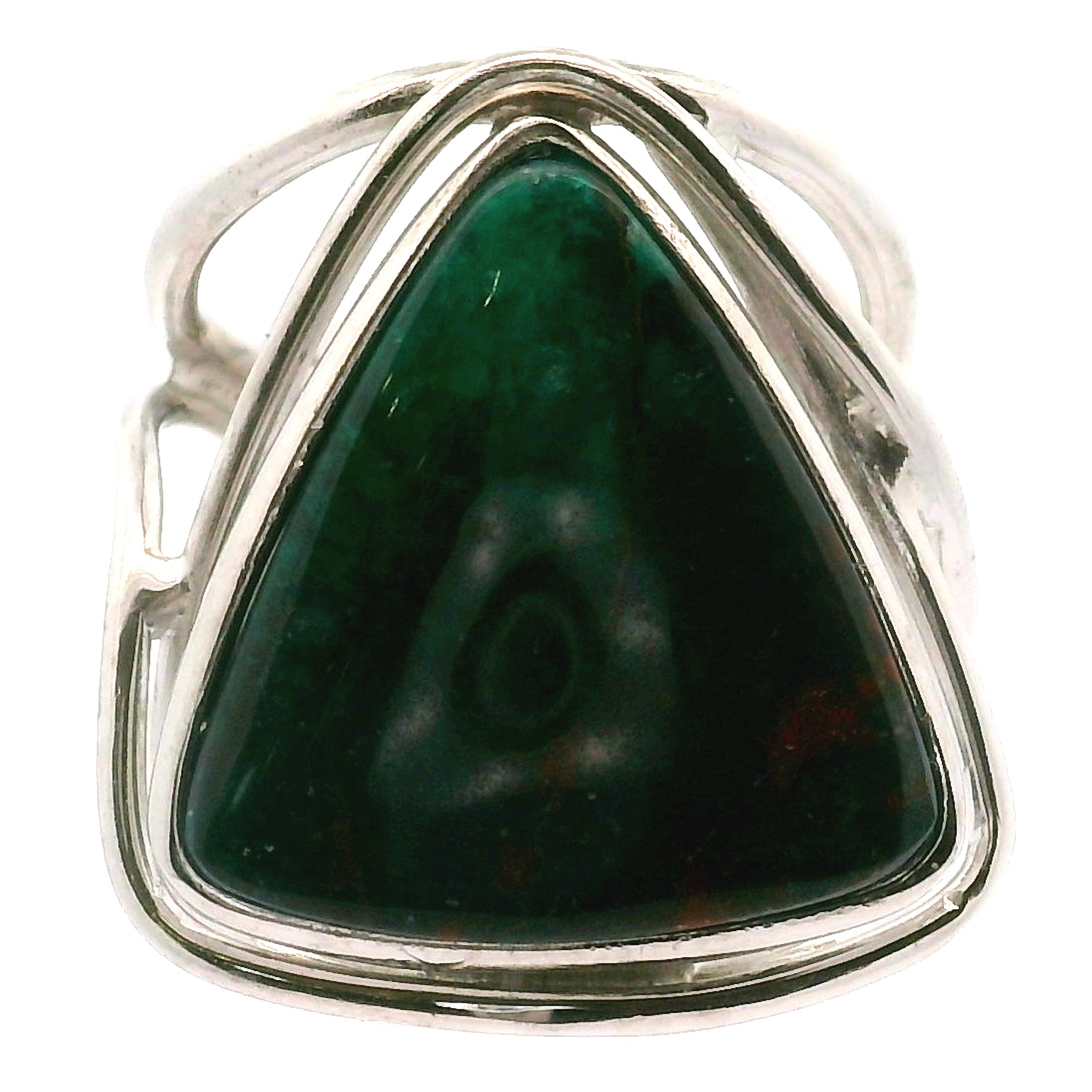 Acicular Shattuckite with Dioptase Cuff Ring, Adjustable Ring .925 Silver for Truthful Communication and Soul-Level Healing