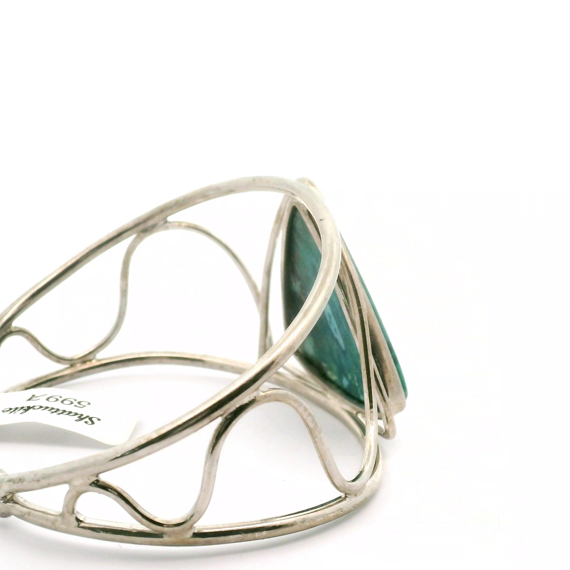 Acicular Shattuckite with Dioptase Cuff Bracelet, Adjustable .925 Silver for Truthful Communication and Soul-Level Healing