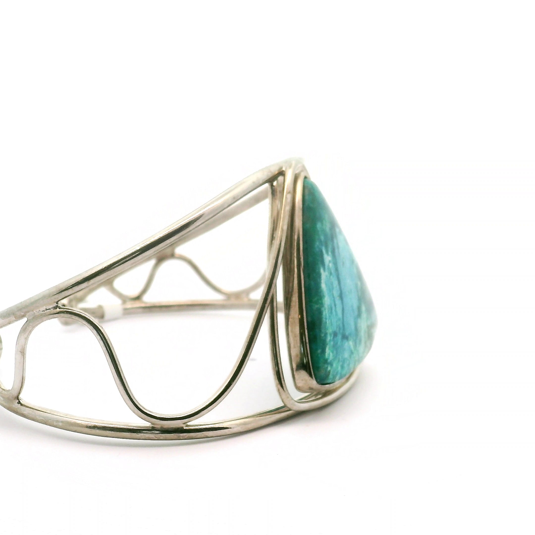 Acicular Shattuckite with Dioptase Cuff Bracelet, Adjustable .925 Silver for Truthful Communication and Soul-Level Healing