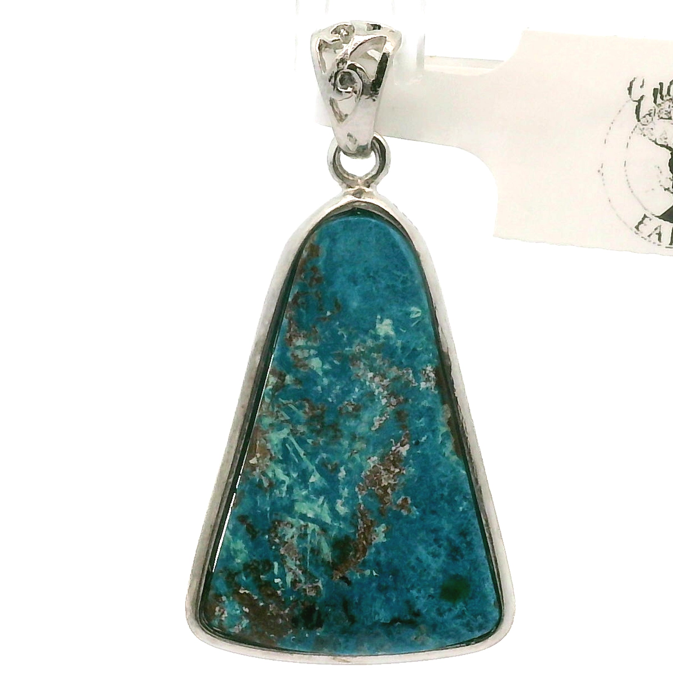 Acicular Shattuckite with Dioptase Pendant .925 Silver for Truthful Communication and Soul-Level Healing