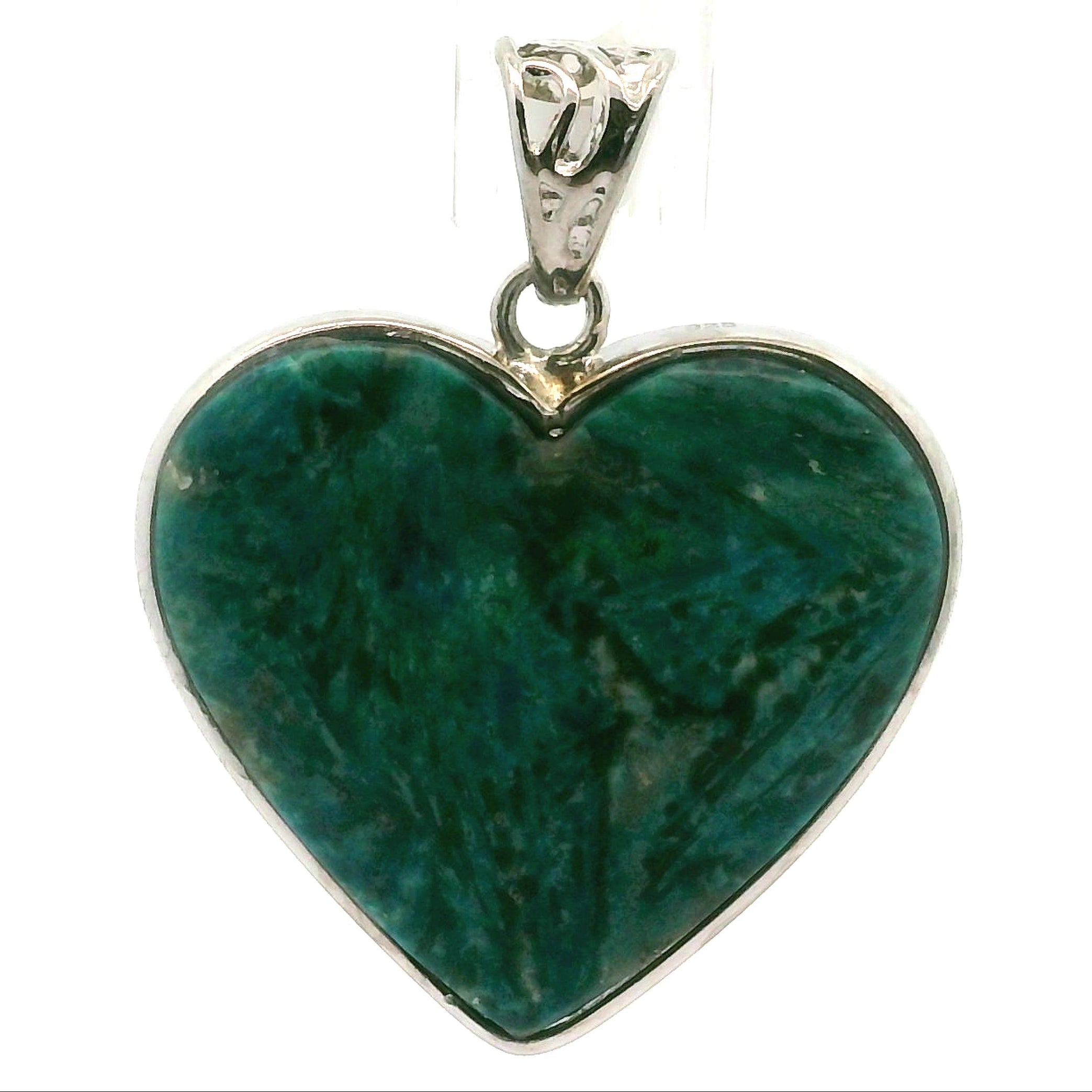 Acicular Shattuckite with Dioptase Pendant .925 Silver for Truthful Communication and Soul-Level Healing