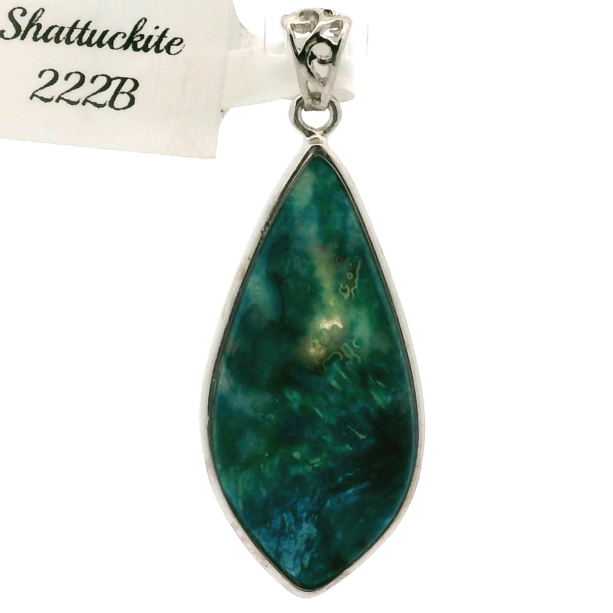 Acicular Shattuckite with Dioptase Pendant .925 Silver for Truthful Communication and Soul-Level Healing