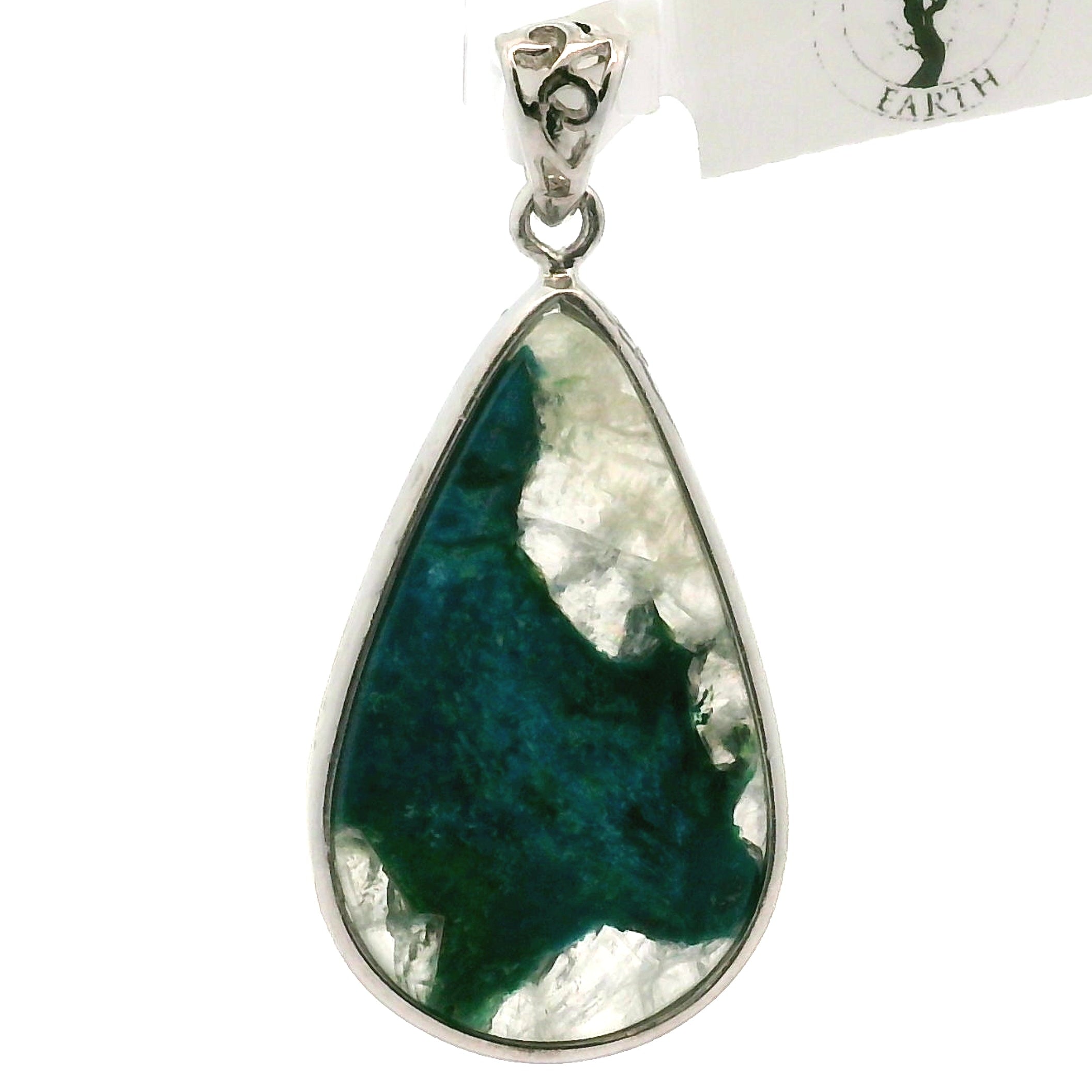 Acicular Shattuckite with Dioptase Pendant .925 Silver for Truthful Communication and Soul-Level Healing