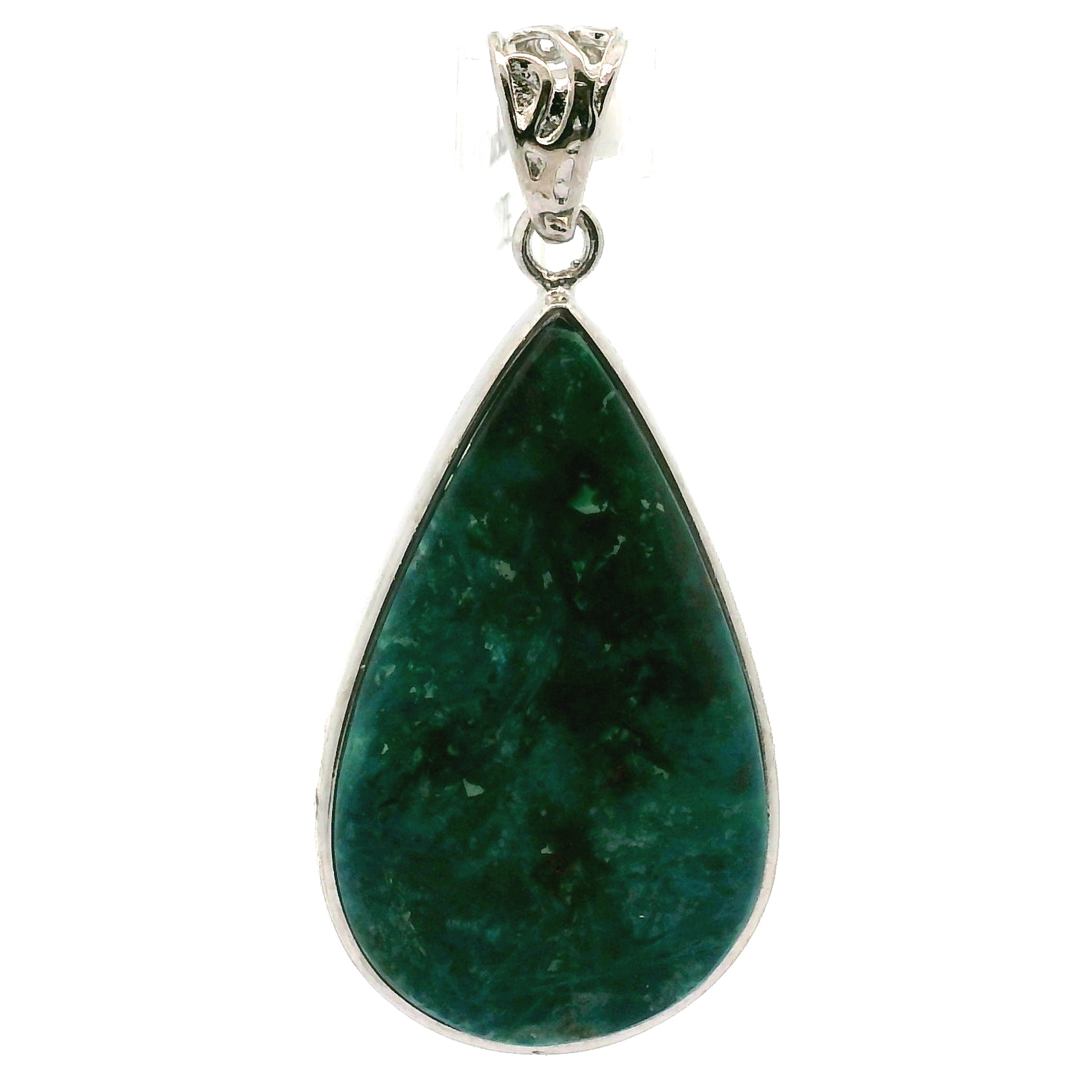 Acicular Shattuckite with Dioptase Pendant .925 Silver for Truthful Communication and Soul-Level Healing