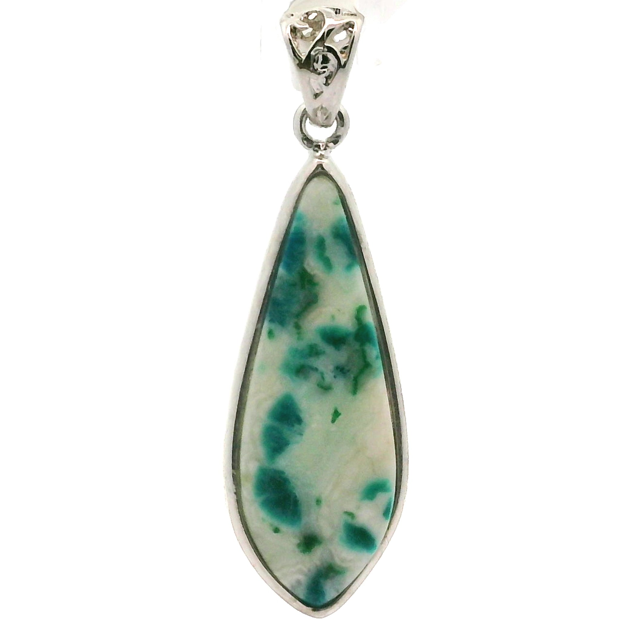 Acicular Shattuckite with Dioptase Pendant .925 Silver for Truthful Communication and Soul-Level Healing