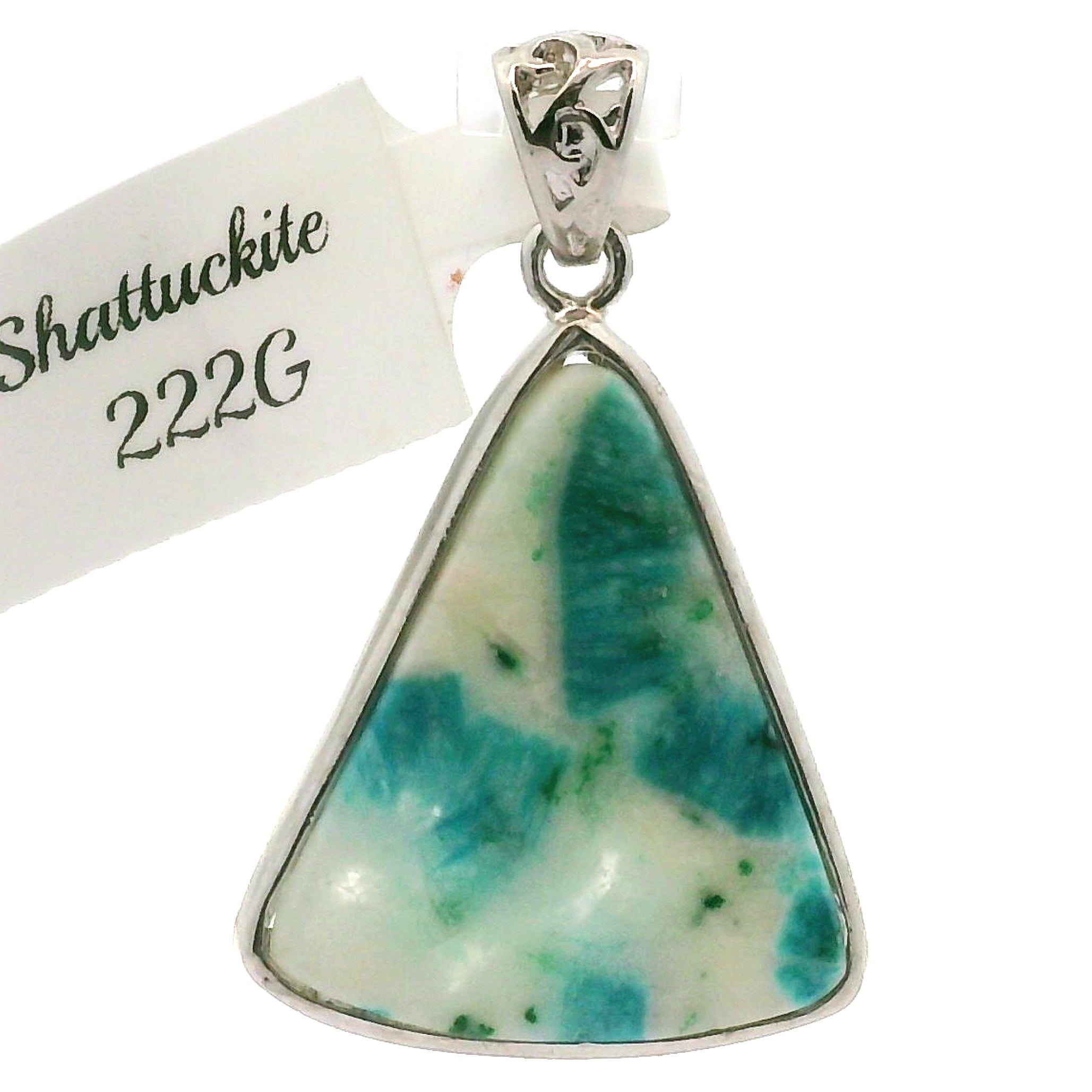Acicular Shattuckite with Dioptase Pendant .925 Silver for Truthful Communication and Soul-Level Healing
