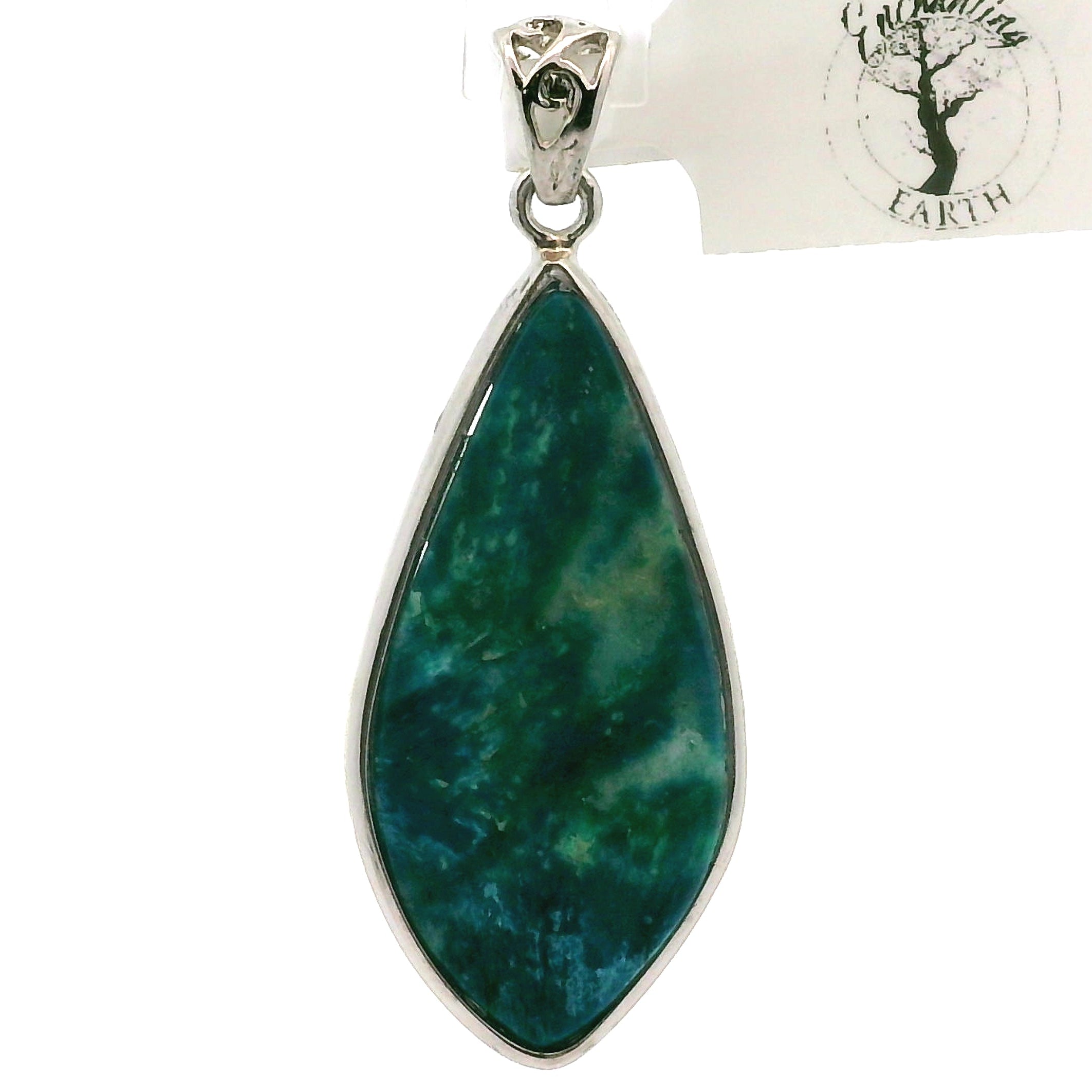 Acicular Shattuckite with Dioptase Pendant .925 Silver for Truthful Communication and Soul-Level Healing