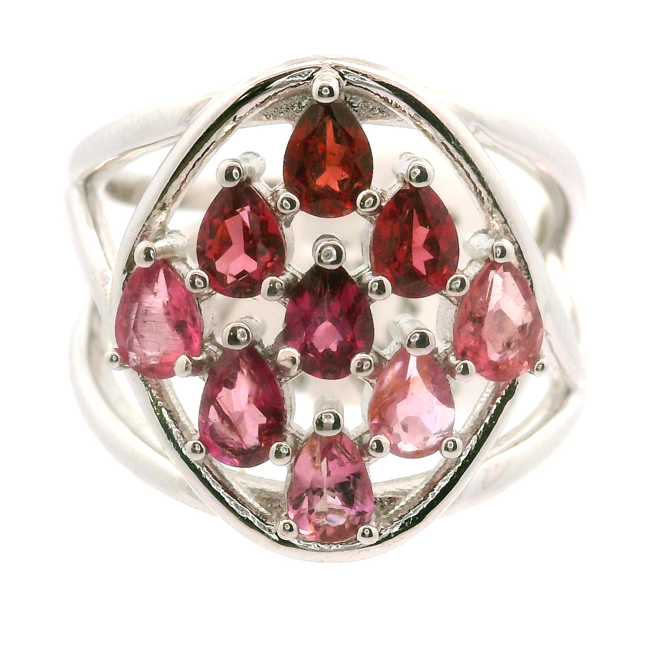 9 Stone Crystal Chandelier Cuff Ring .925 Silver for Healing, Intention Setting and Manifesting your Desires