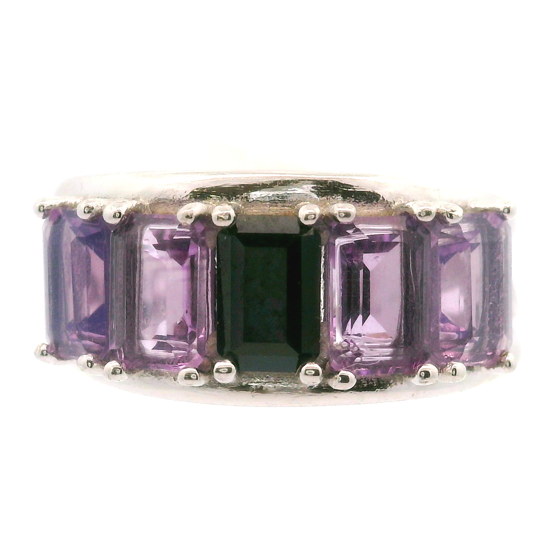 Multi Stone Emerald Cut Stacker Cuff Ring .925 Silver for Healing, Intention Setting and Manifesting your Desires