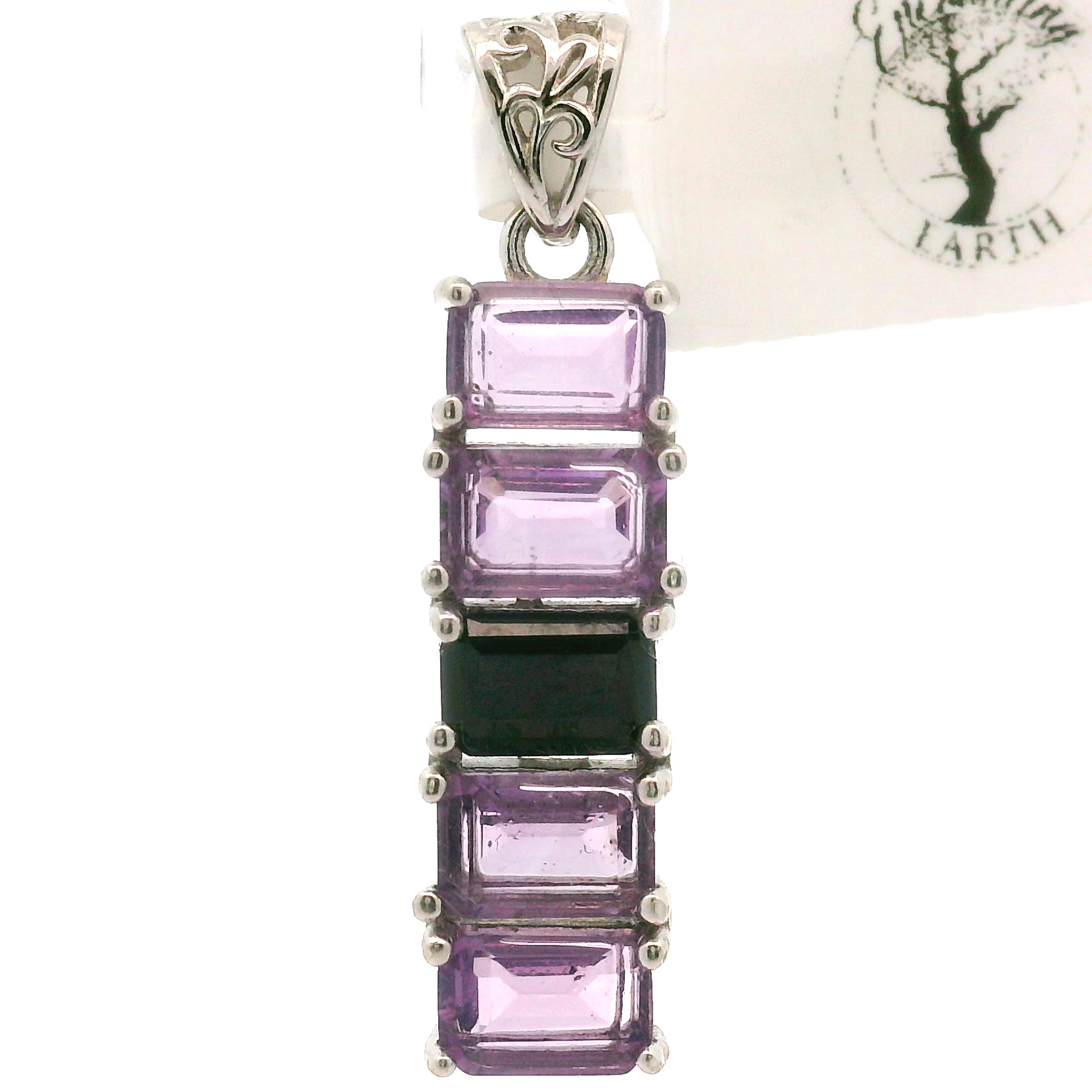 Multi Stone Emerald Cut Stacker Pendant .925 Silver for Healing, Intention Setting and Manifesting your Desires