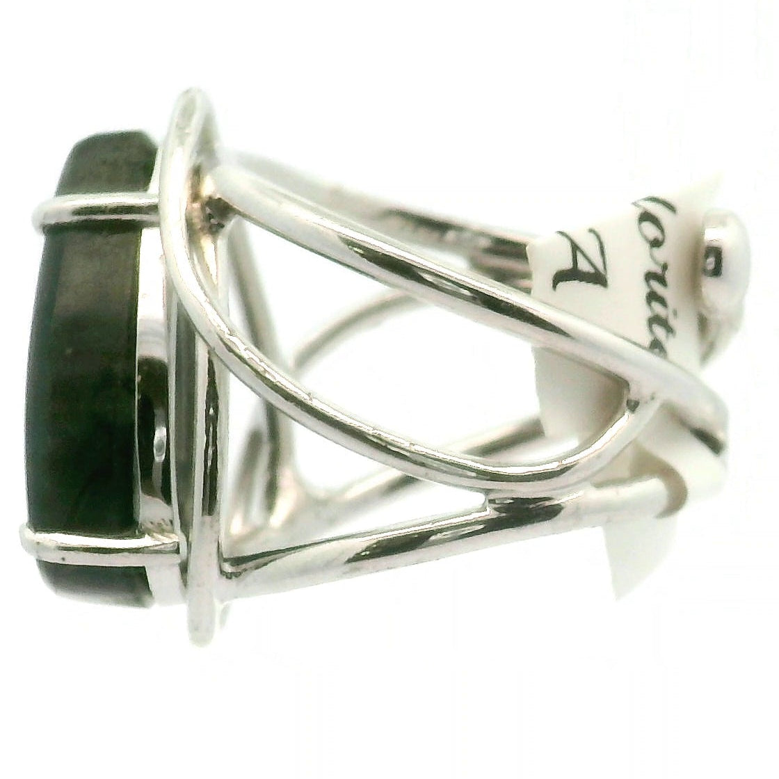 Labradorite Cuff Ring .925 Silver for Protection, Intuition and Guidance