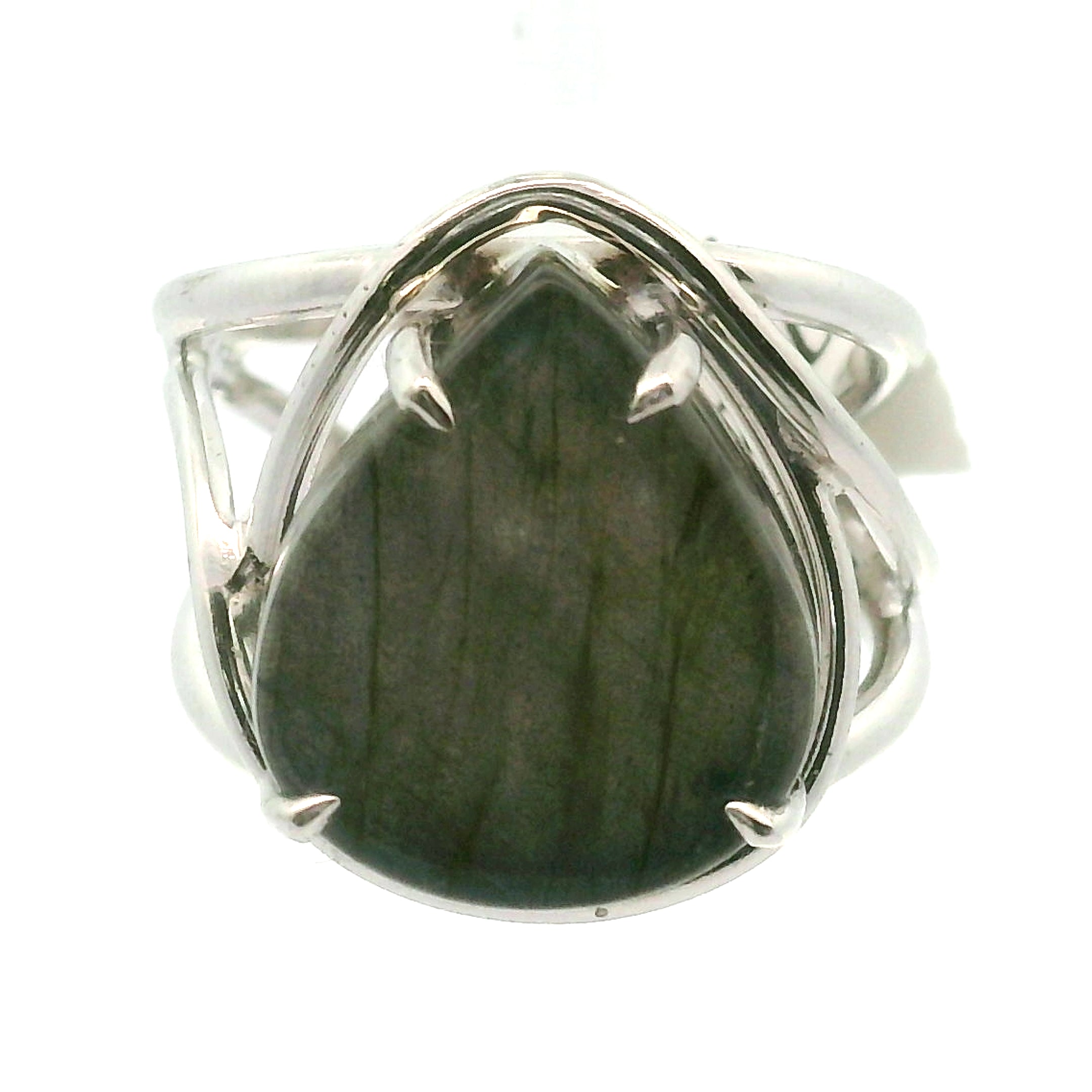 Labradorite Cuff Ring .925 Silver for Protection, Intuition and Guidance