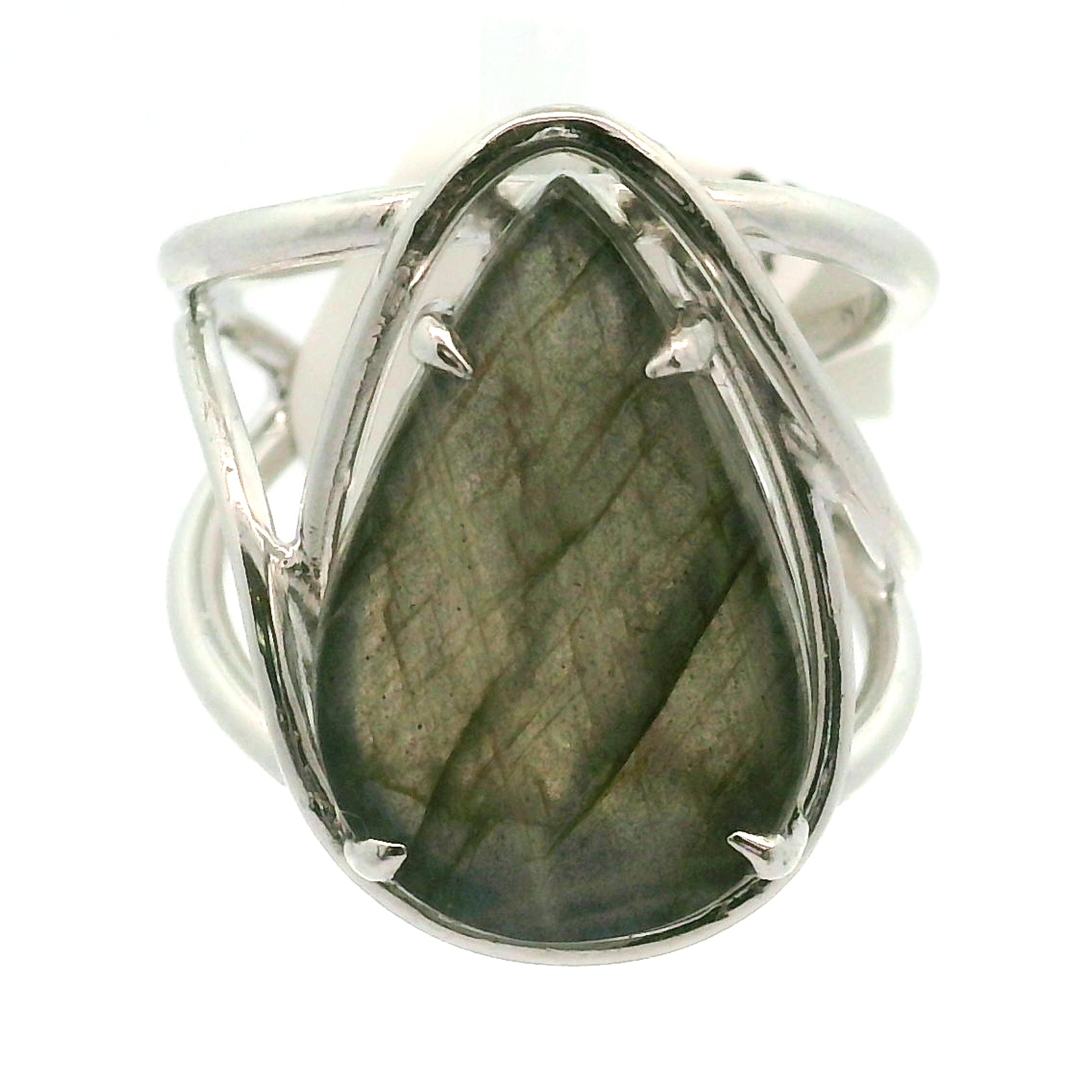 Labradorite Cuff Ring .925 Silver for Protection, Intuition and Guidance