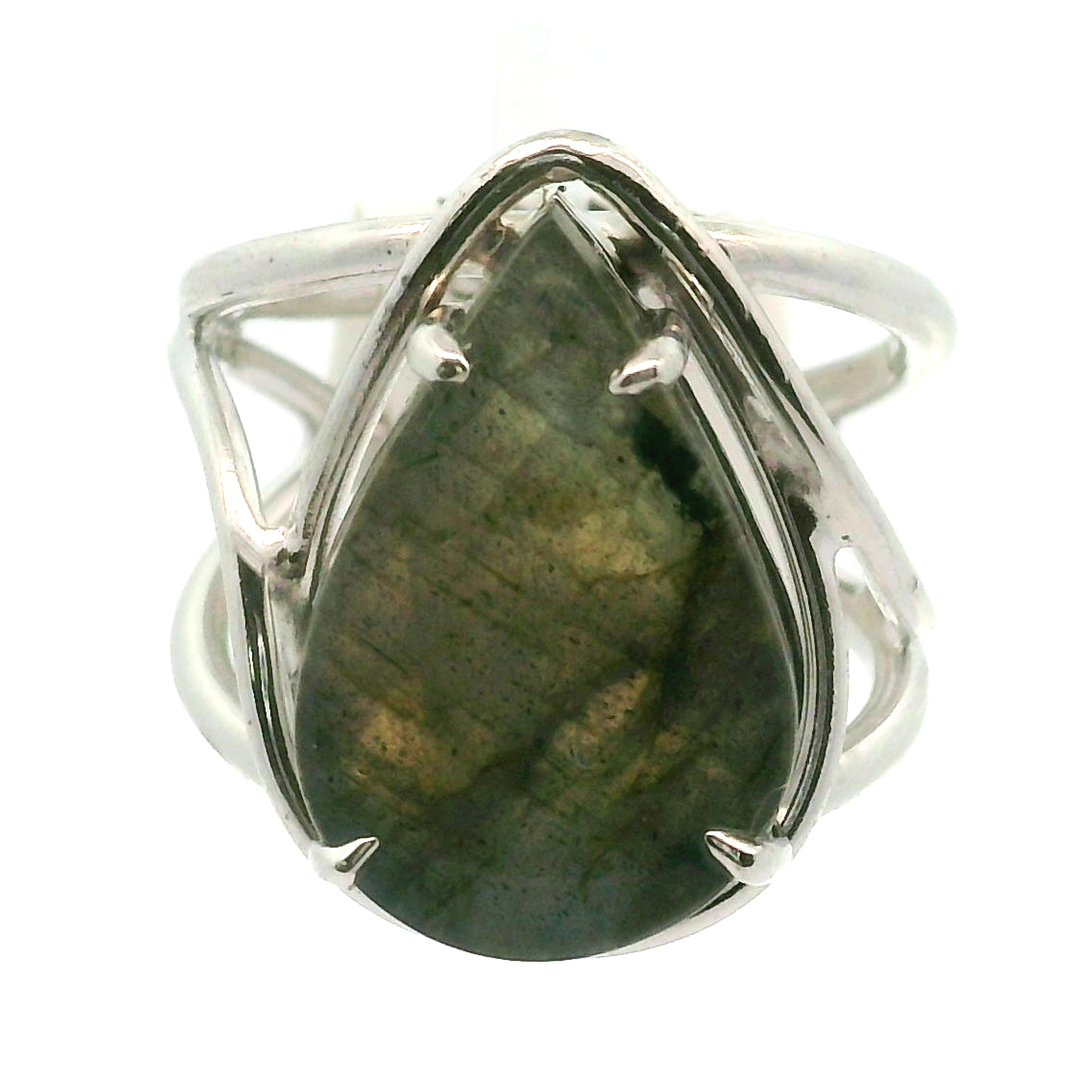 Labradorite Cuff Ring .925 Silver for Protection, Intuition and Guidance