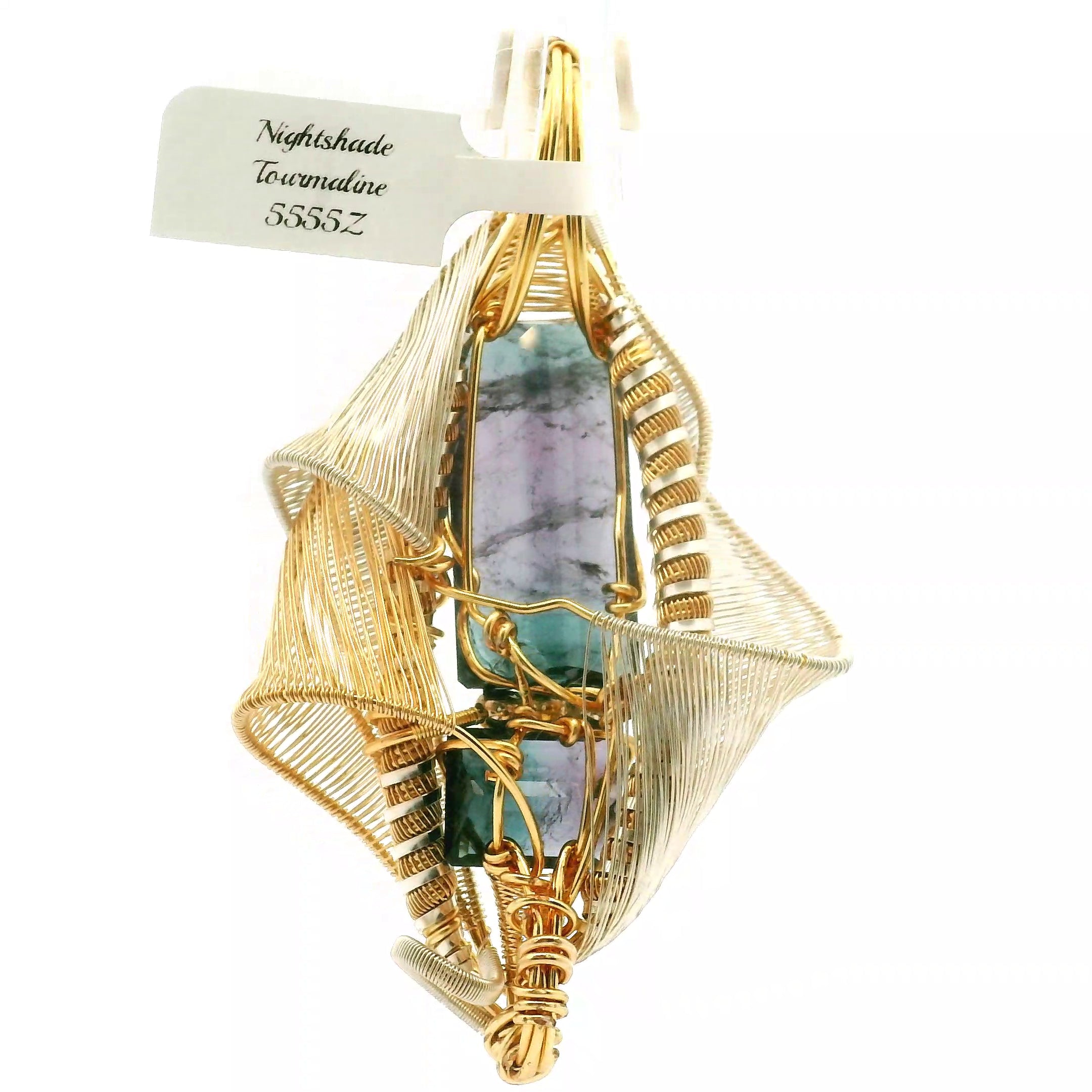 XL Nightshade Tourmaline Wire Wrapped Pendant in 10k Gold with .925 Silver for Spiritual Growth and Renewal (Copy)