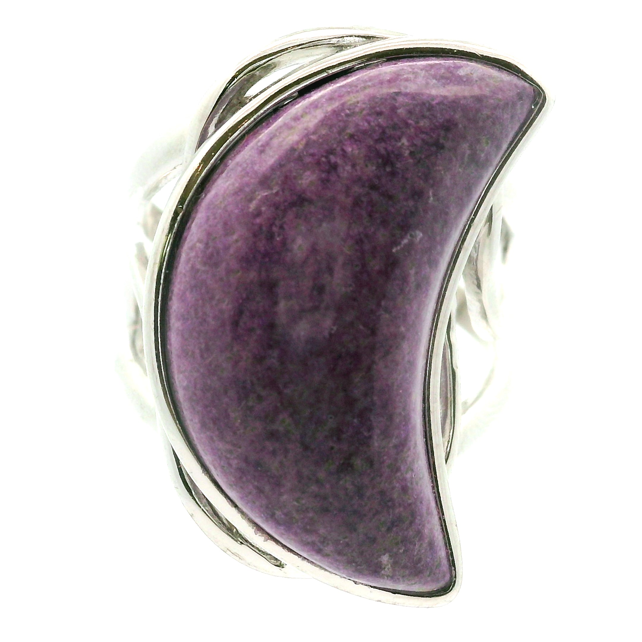 Atlantisite Stichtite in Serpentine Finger Cuff Adjustable Ring .925 Silver with Rhodium Plating for Emotional Maturity, Inner Peace and Improved Self Esteem