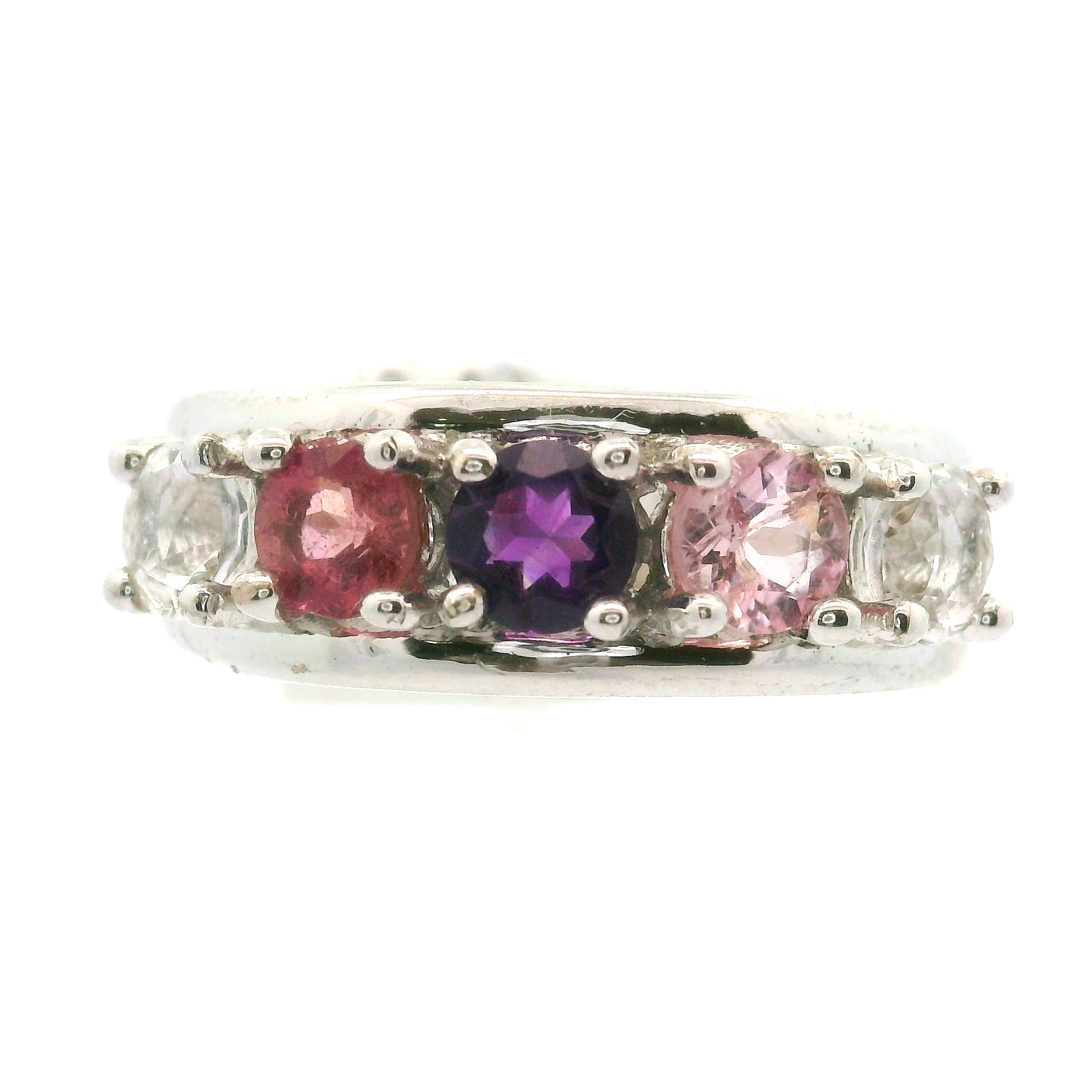 Multi-stone Stacker Cuff Ring .925 Silver for Healing, Intention Setting and Manifesting your Desires