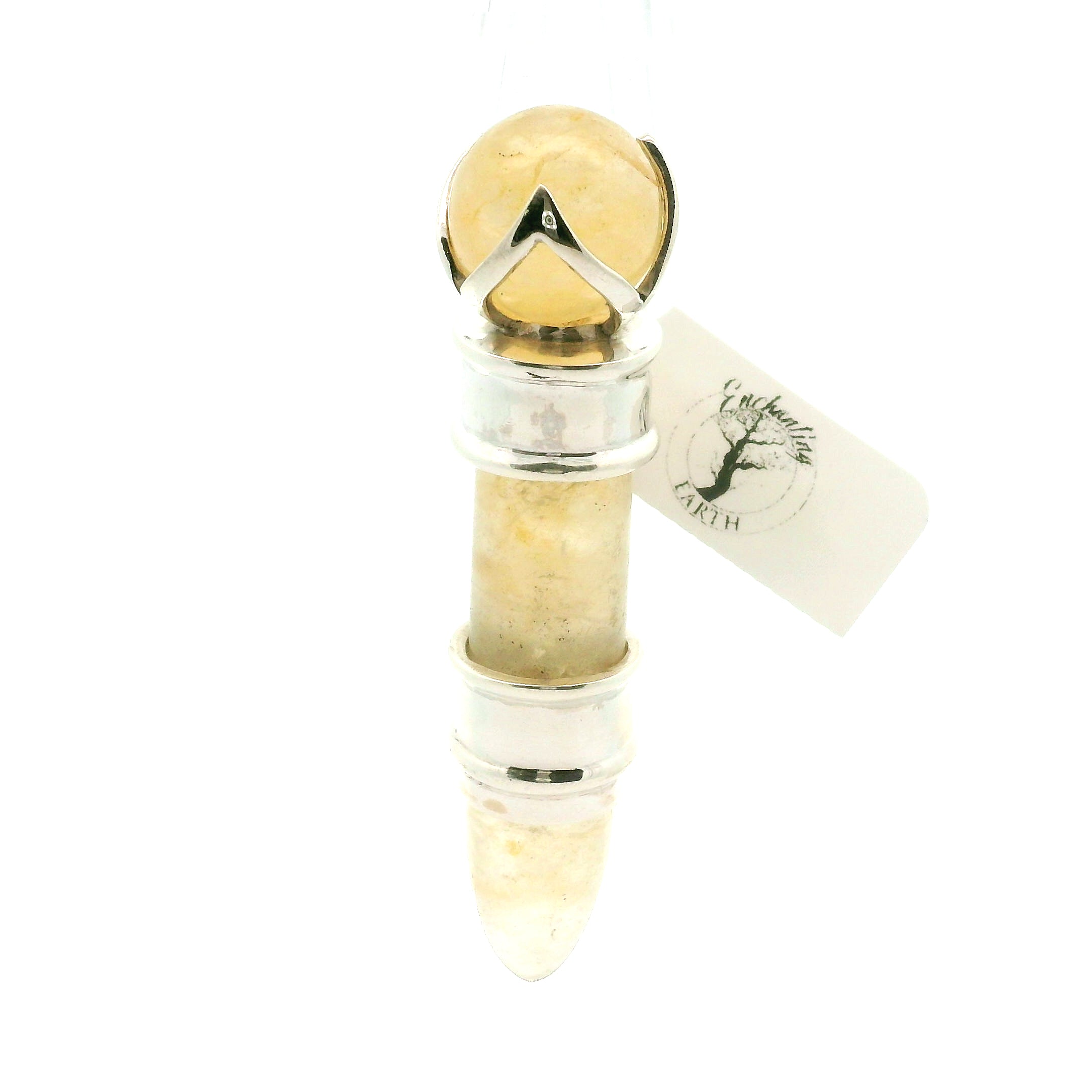 Golden Azeztulite (Golden Healer) Wandlet .925 Silver for Personal Power and Confidence