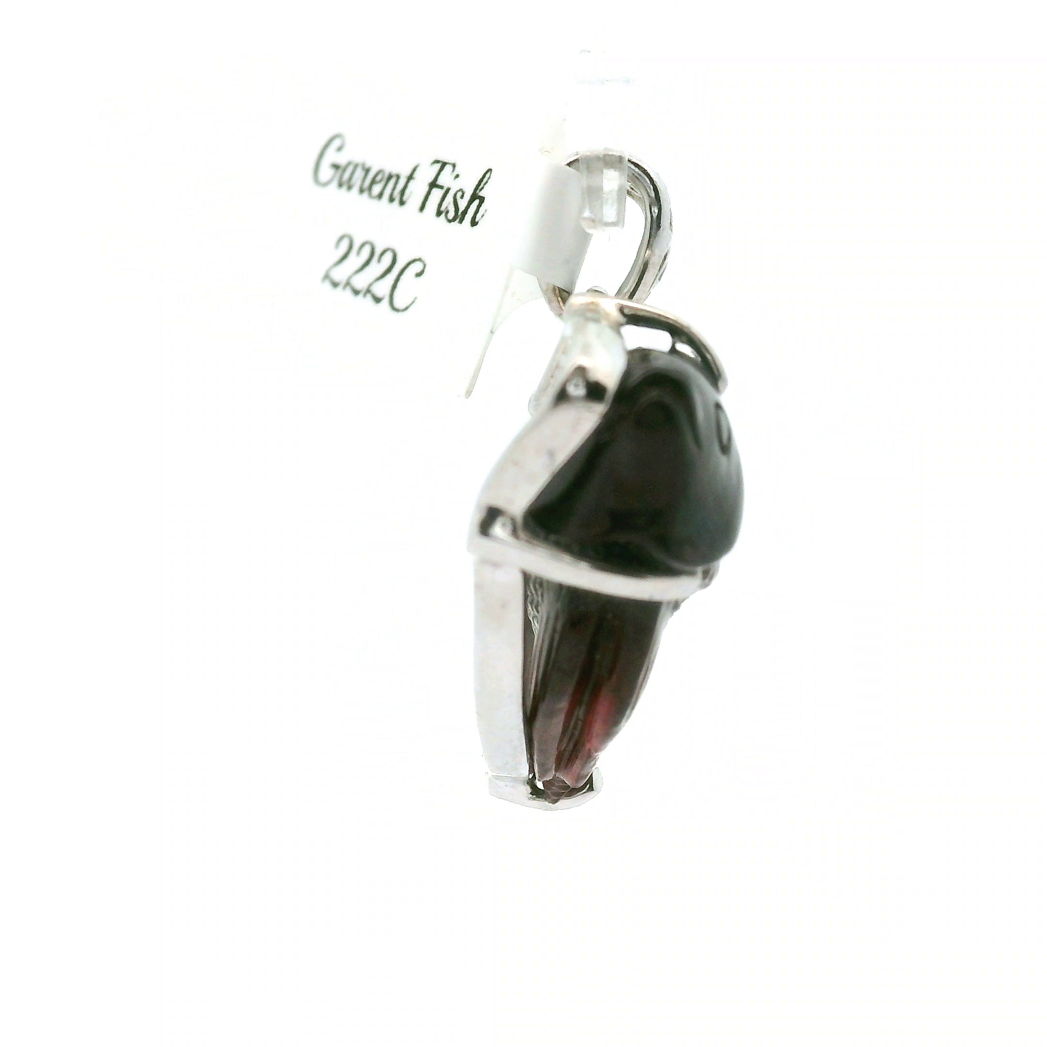 Garnet Carved Fish Pendant .925 Silver for Health, Grounding and Strength