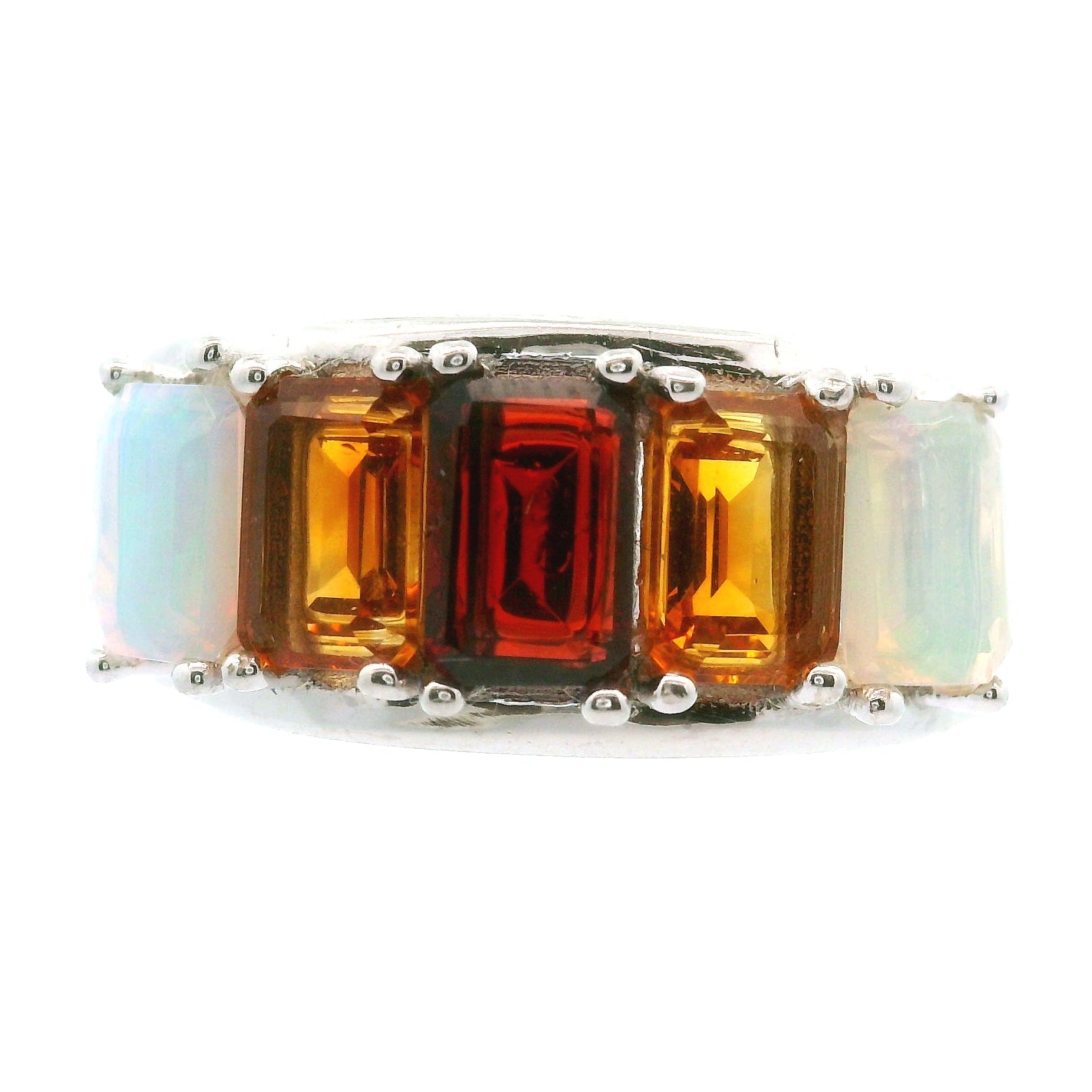 Multi Stone Emerald Cut Stacker Cuff Ring .925 Silver for Healing, Intention Setting and Manifesting your Desires
