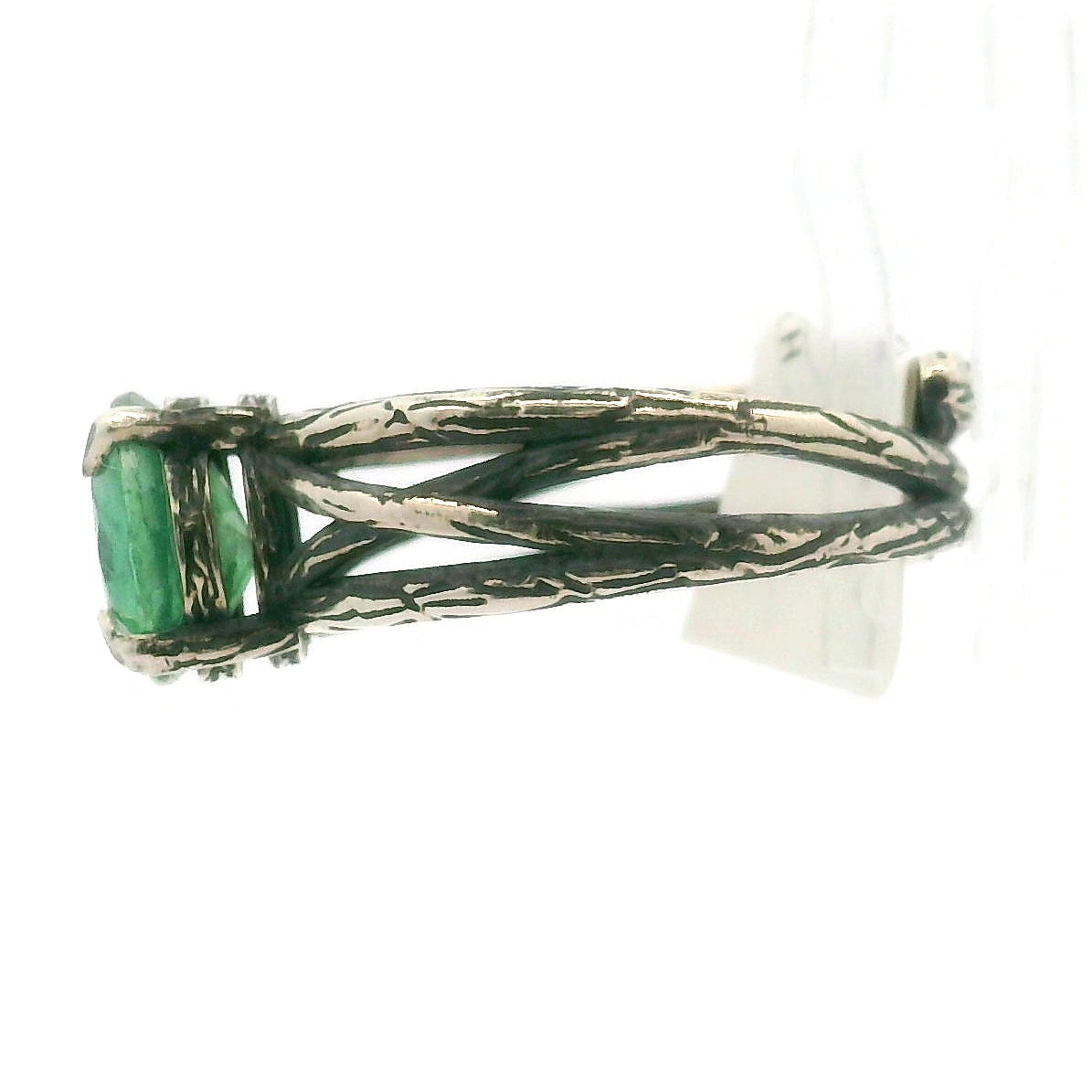 Green Kyanite Bad Witch Cuff Ring .925 Silver for Balance and Connecting with Nature Spirits