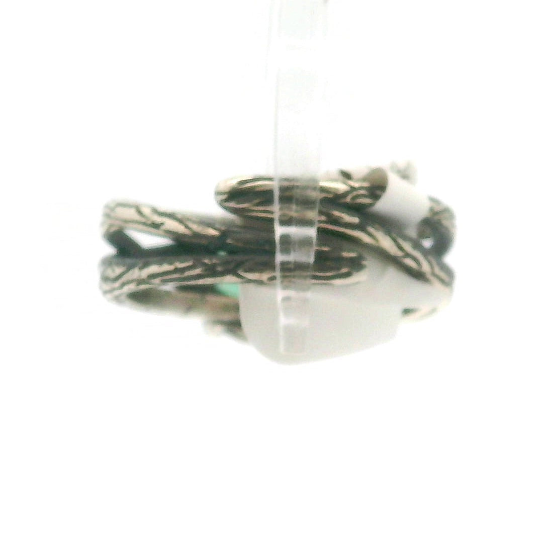 Green Kyanite Bad Witch Cuff Ring .925 Silver for Balance and Connecting with Nature Spirits