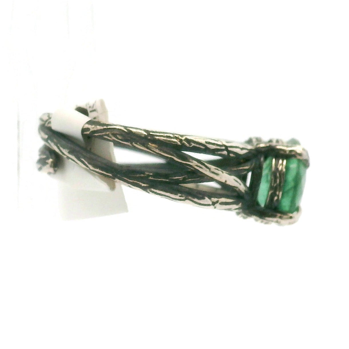 Green Kyanite Bad Witch Cuff Ring .925 Silver for Balance and Connecting with Nature Spirits