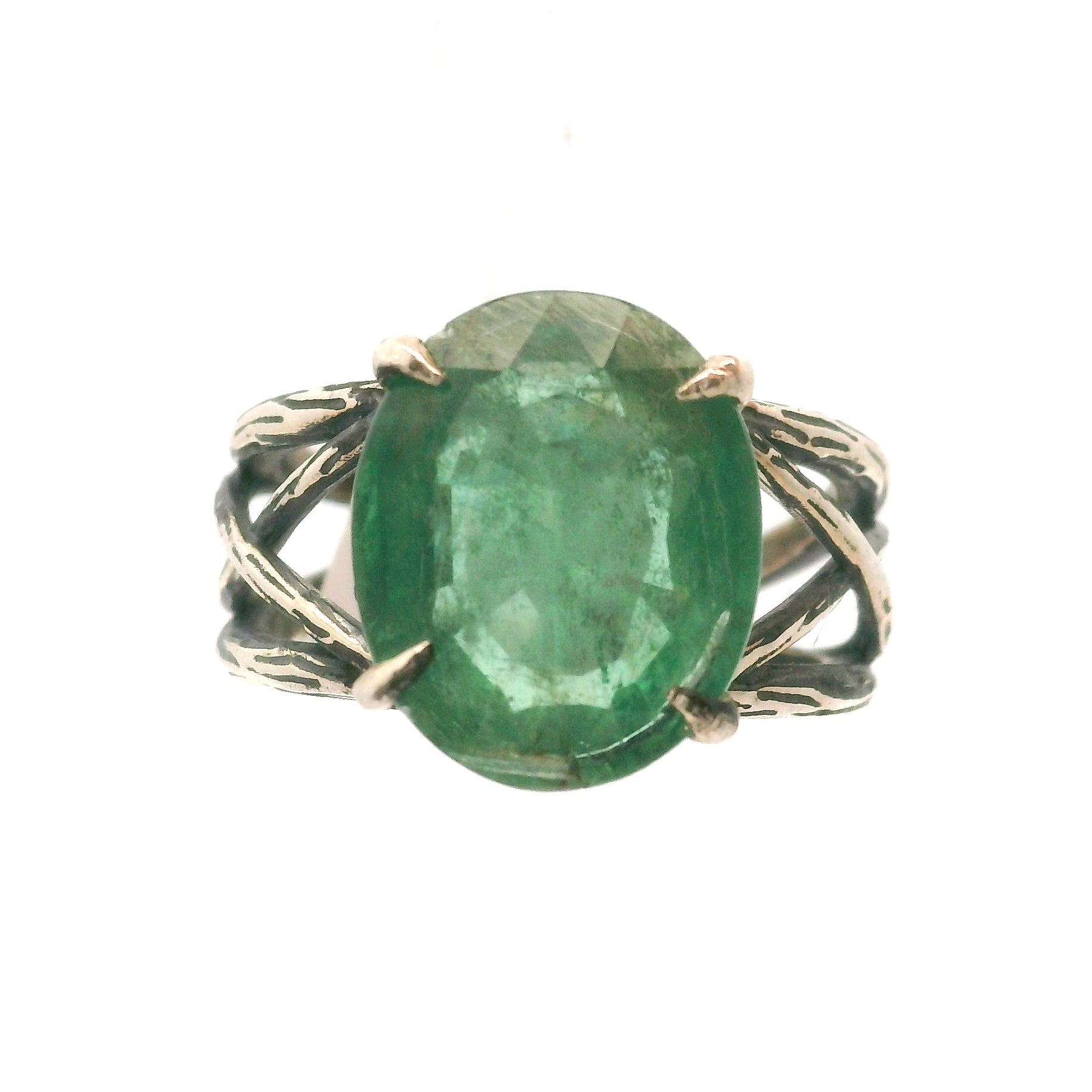 Green Kyanite Bad Witch Cuff Ring .925 Silver for Balance and Connecting with Nature Spirits