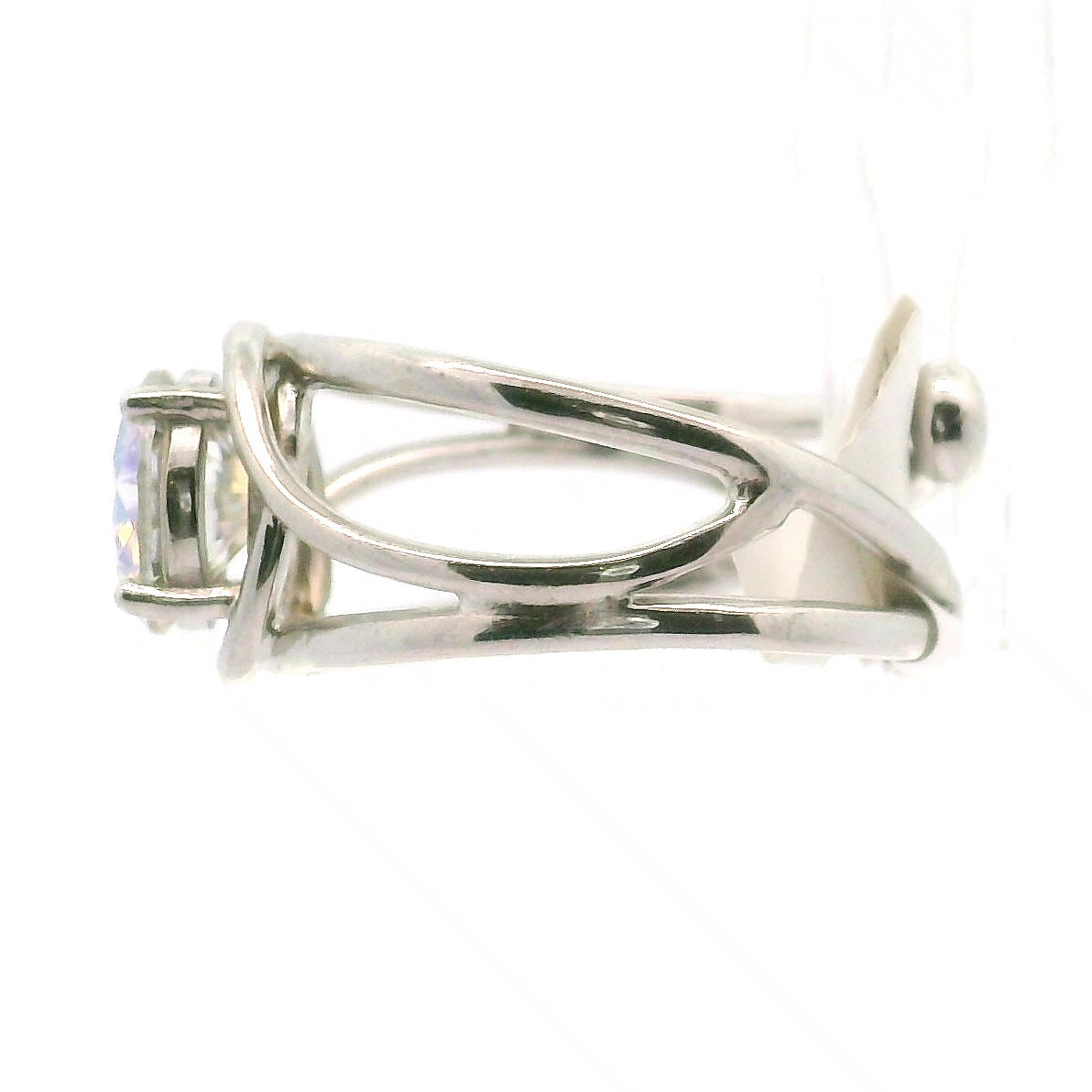 Aura Moissanite (Lab) Cuff Ring .925 Silver for Enlightenment, Inner Peace & Spiritual Transformation