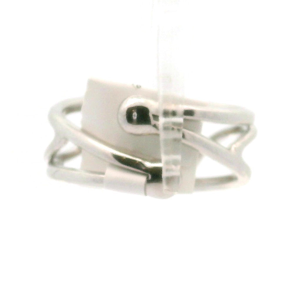 Aura Moissanite (Lab) Cuff Ring .925 Silver for Enlightenment, Inner Peace & Spiritual Transformation