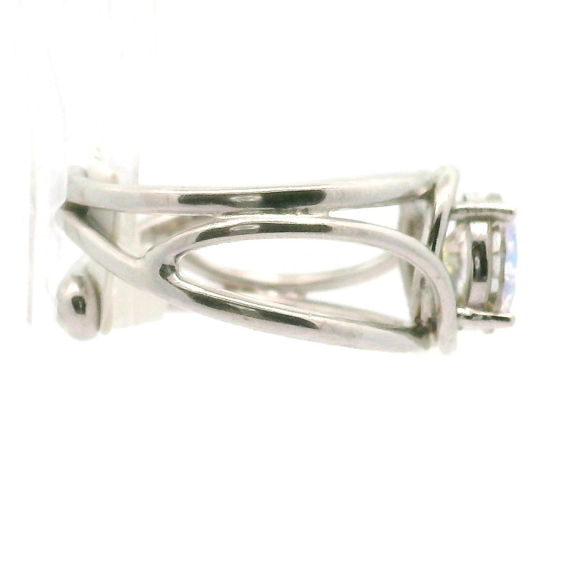 Aura Moissanite (Lab) Cuff Ring .925 Silver for Enlightenment, Inner Peace & Spiritual Transformation