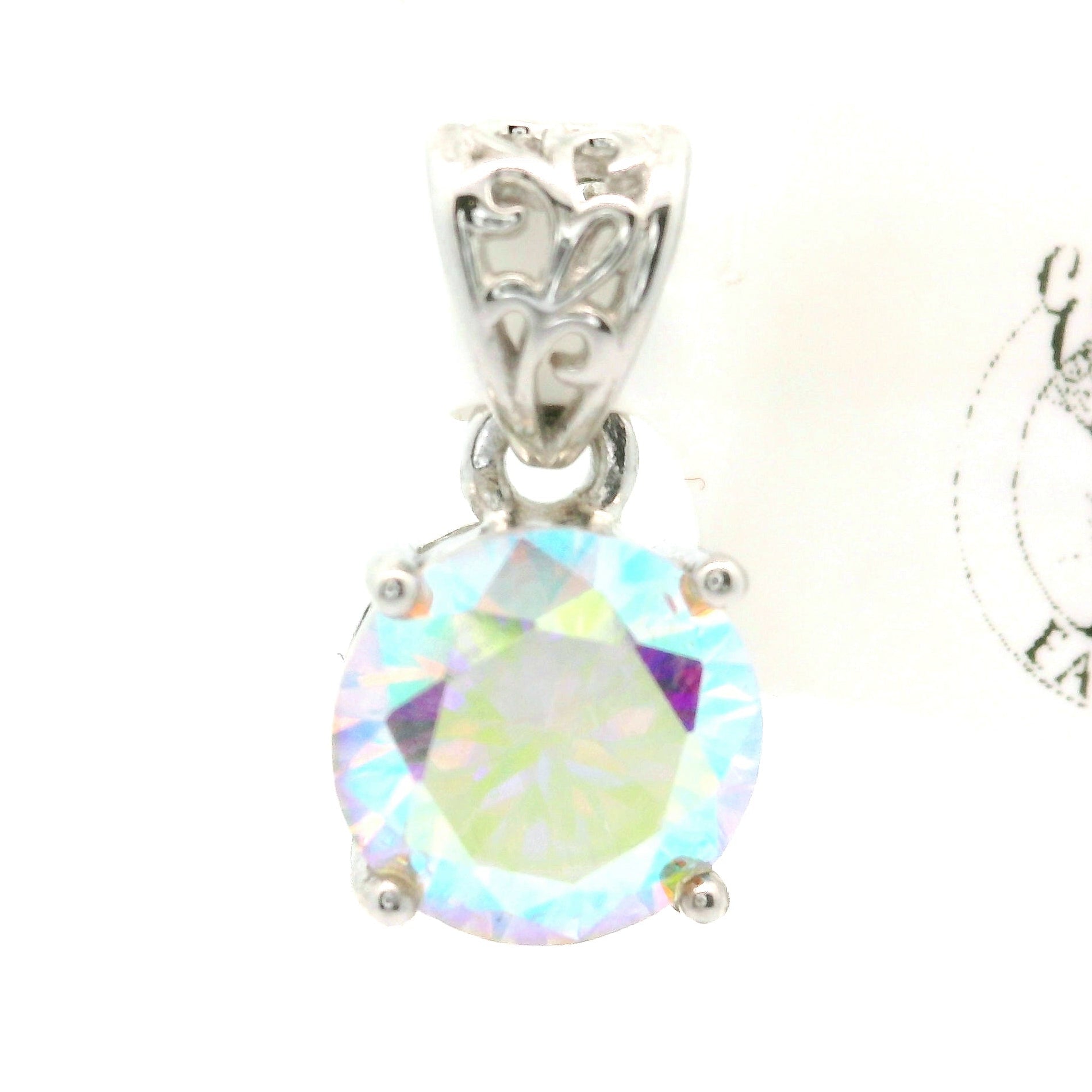 Aura Moissanite (Lab) Pendant .925 Silver for Enlightenment, Inner Peace & Spiritual Transformation