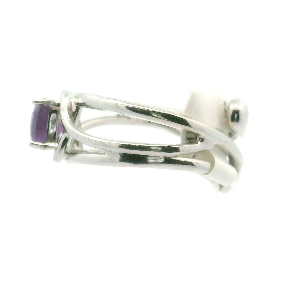 Purple Sapphire Midi Cuff Ring .925 Sterling Silver for Personal Development and Knowledge