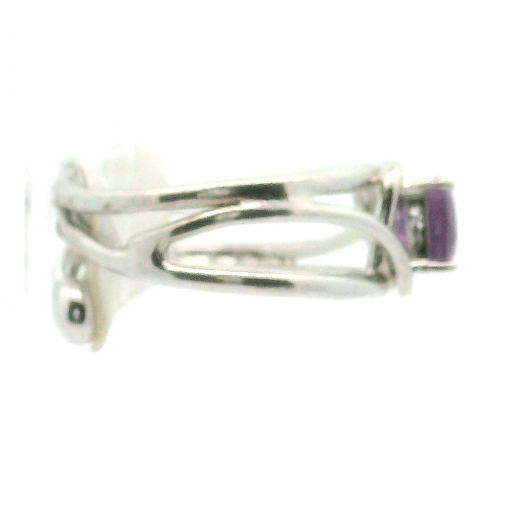 Purple Sapphire Midi Cuff Ring .925 Sterling Silver for Personal Development and Knowledge