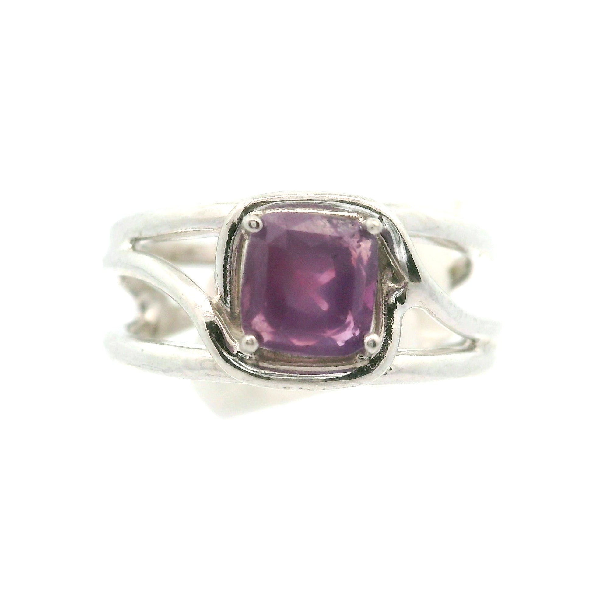 Purple Sapphire Midi Cuff Ring .925 Sterling Silver for Personal Development and Knowledge