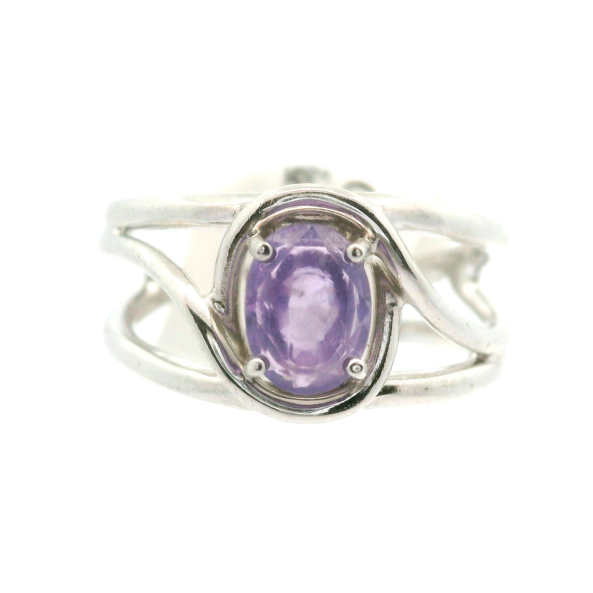 Purple Sapphire Midi Cuff Ring .925 Sterling Silver for Personal Development and Knowledge