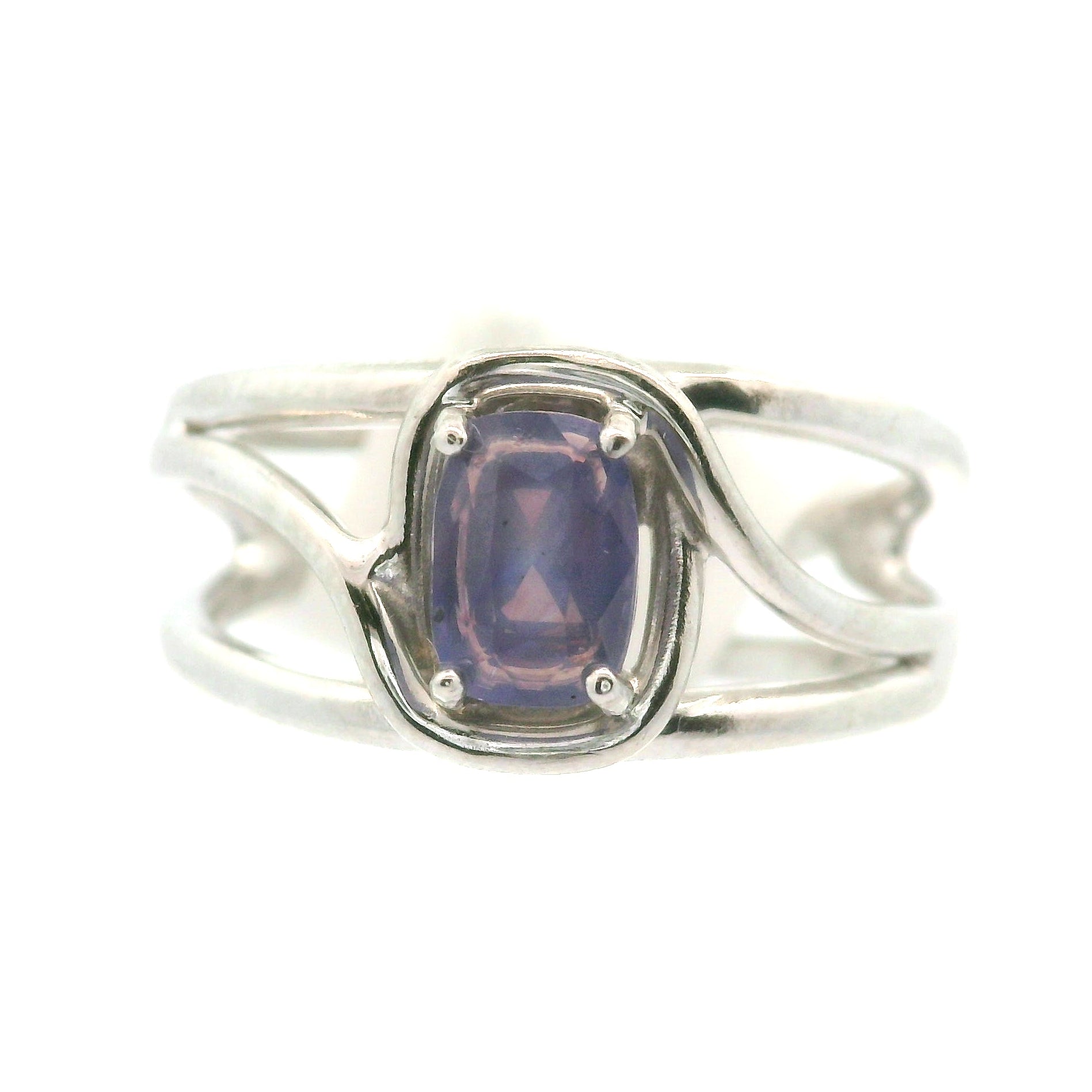 Purple Sapphire Midi Cuff Ring .925 Sterling Silver for Personal Development and Knowledge