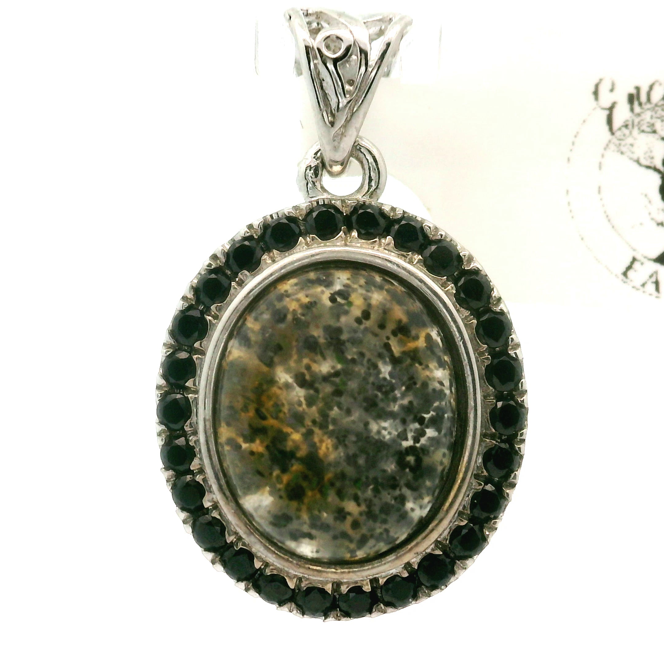 Black Sunstone with Black Spinel Pavé Pendant .925 Silver for Personal Power and Resilience