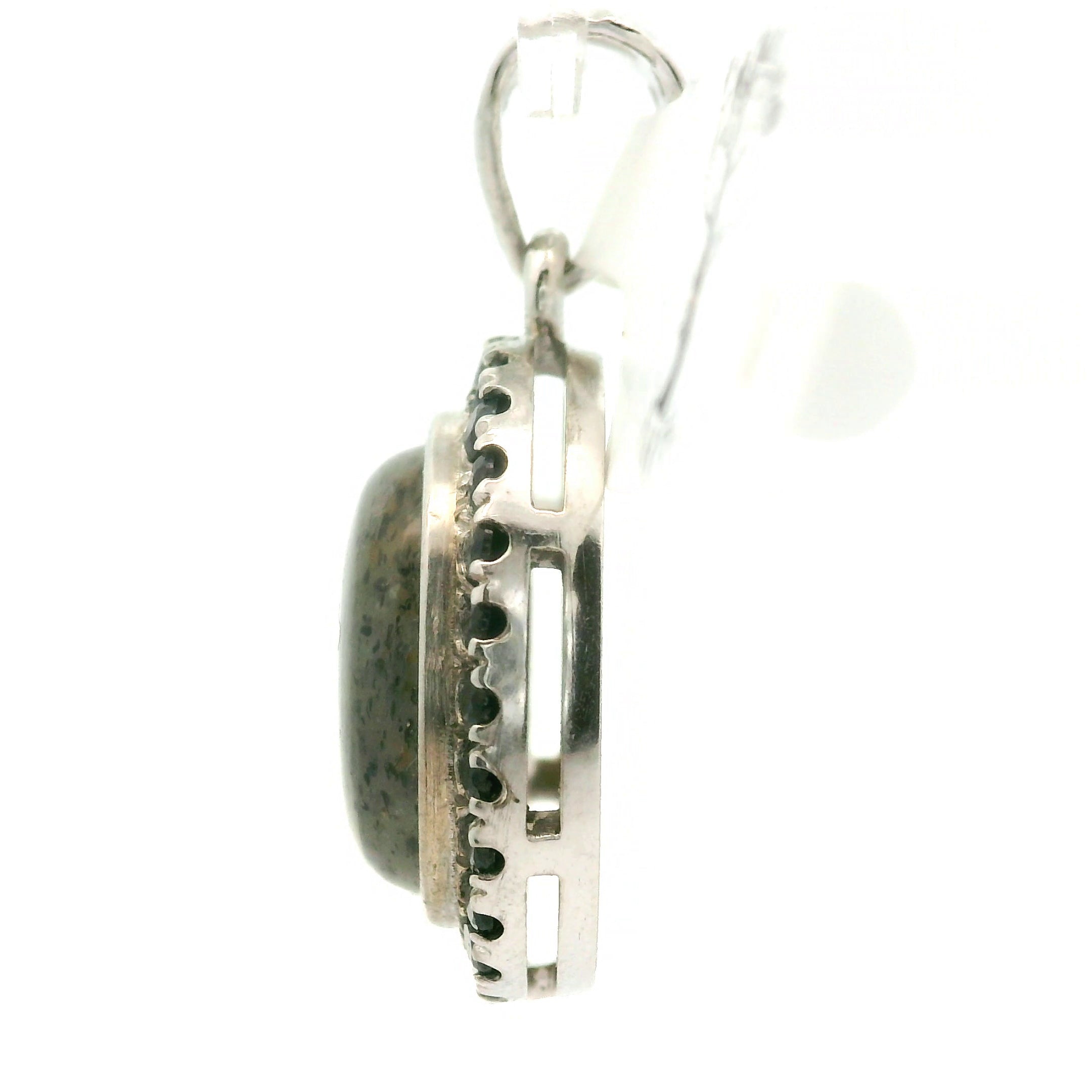 Black Sunstone with Black Spinel Pavé Pendant .925 Silver for Personal Power and Resilience