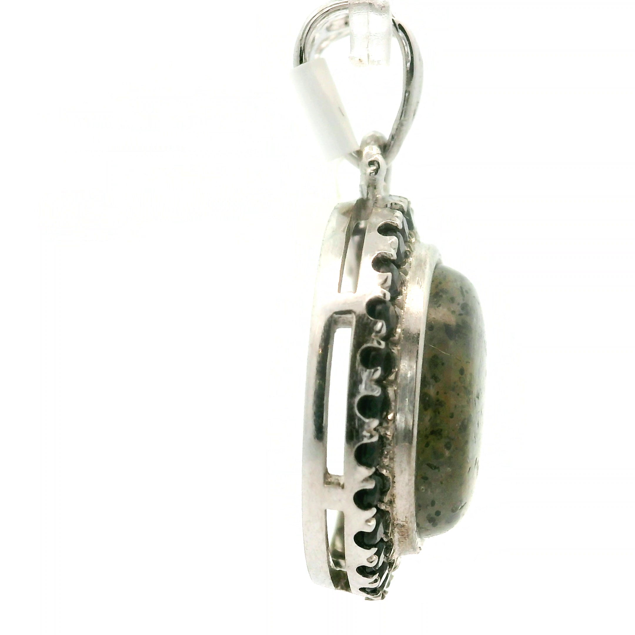 Black Sunstone with Black Spinel Pavé Pendant .925 Silver for Personal Power and Resilience