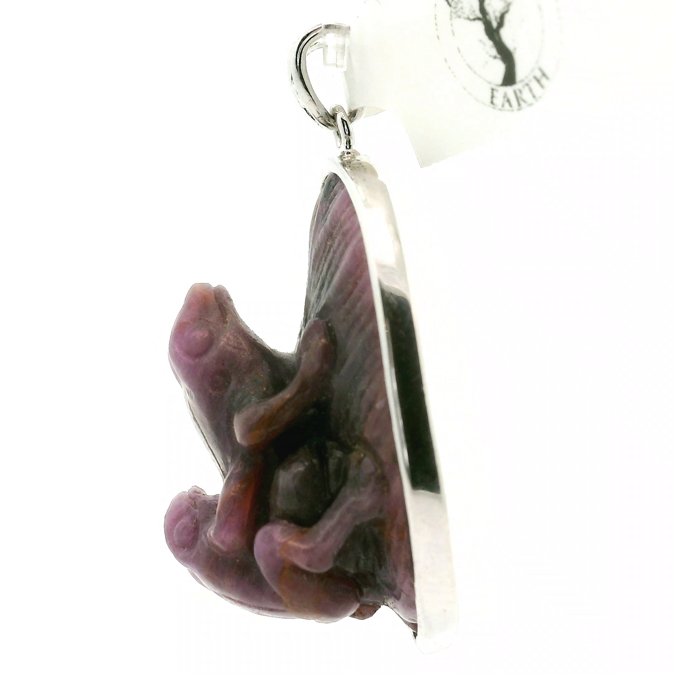 Ruby Carved Frogs Pendant .925 Silver for Passion and Beauty