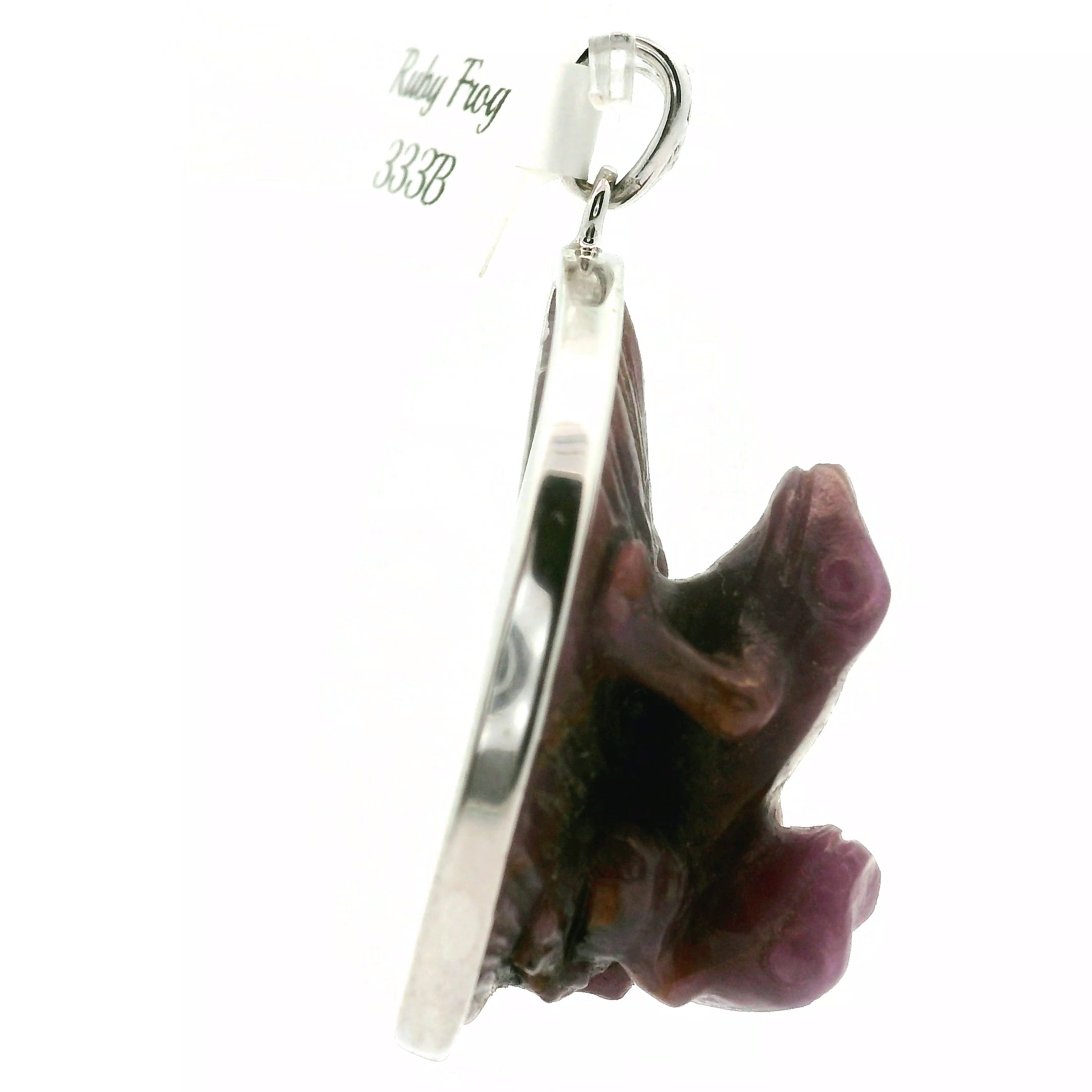 Ruby Carved Frogs Pendant .925 Silver for Passion and Beauty