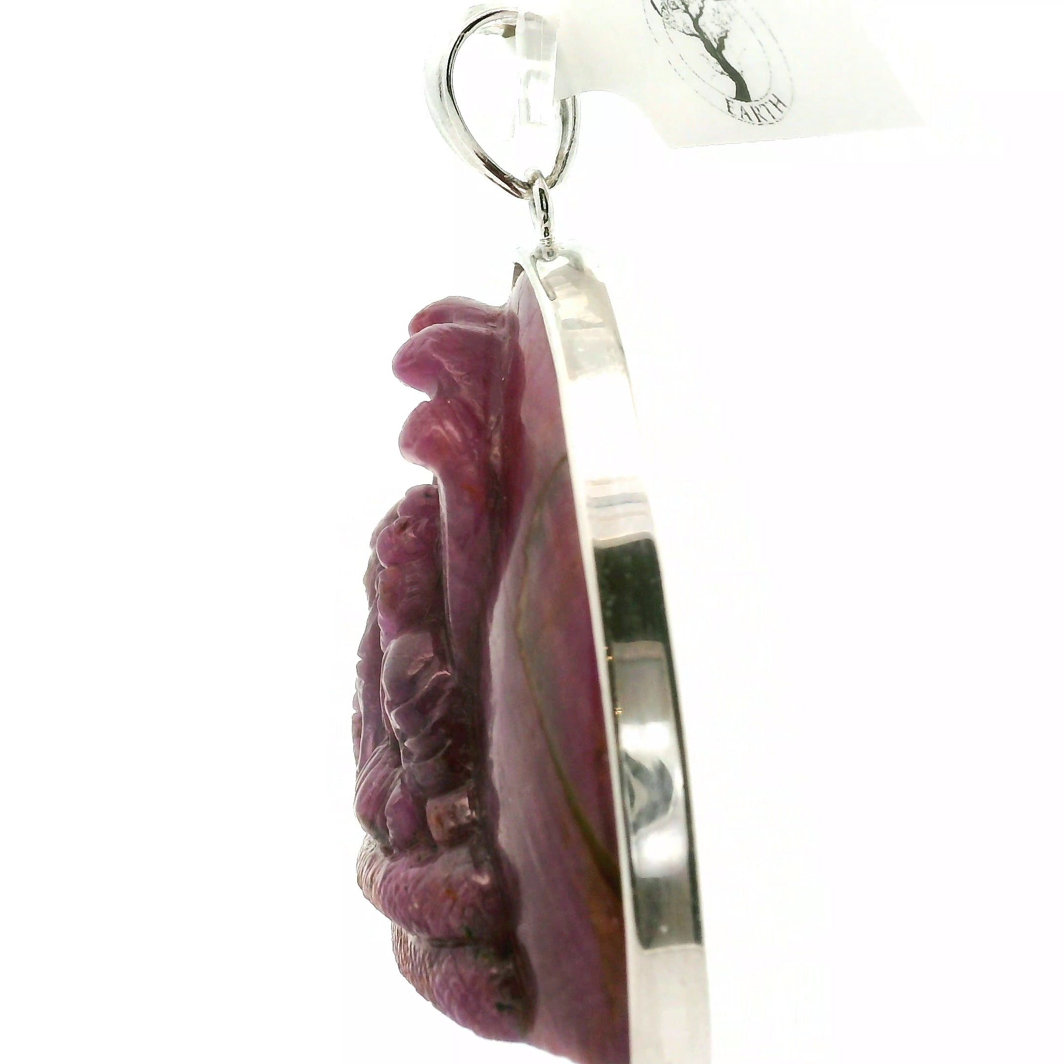 Ruby Carved Vishnu Pendant .925 Silver for Passion, Beauty and Cosmic Order