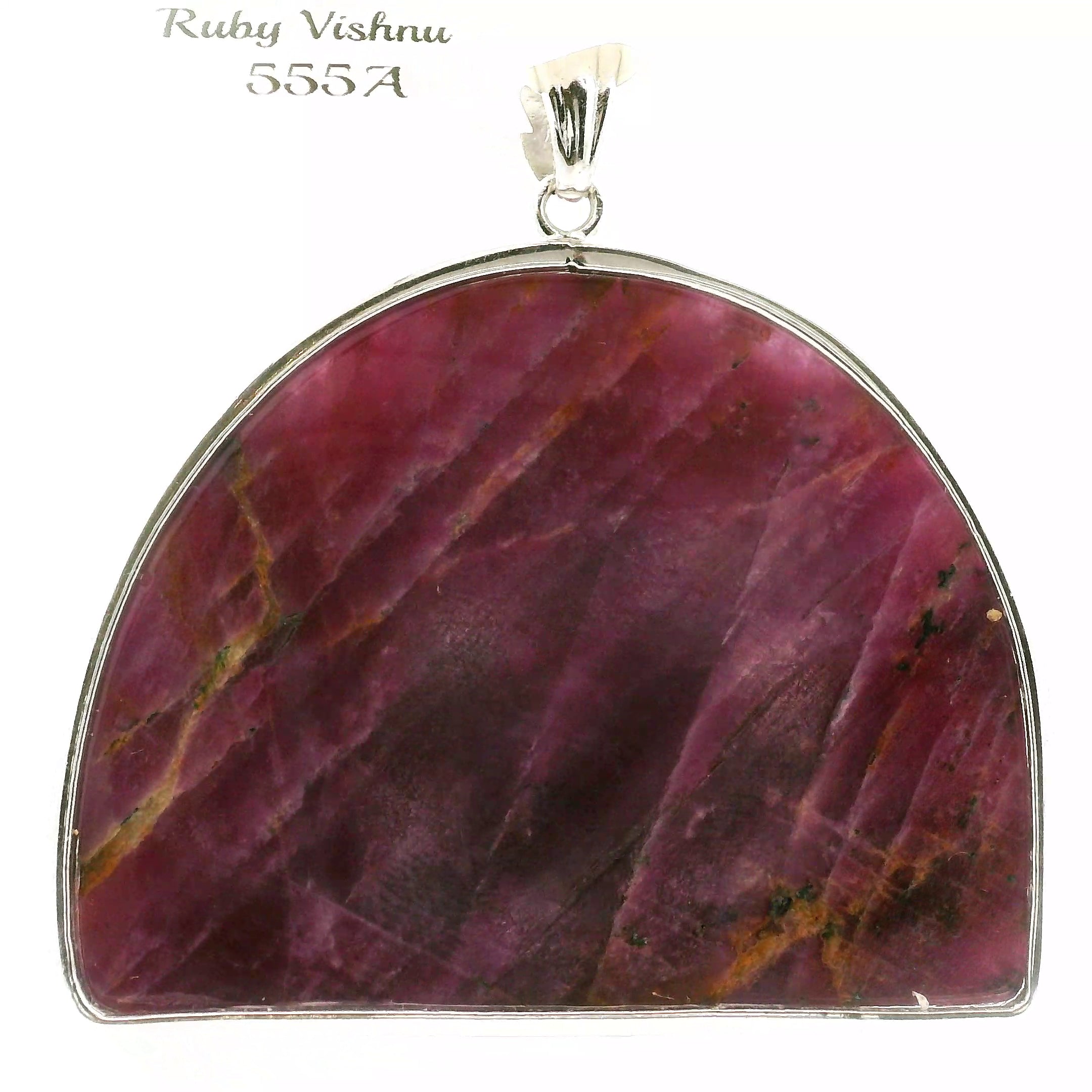 Ruby Carved Vishnu Pendant .925 Silver for Passion, Beauty and Cosmic Order