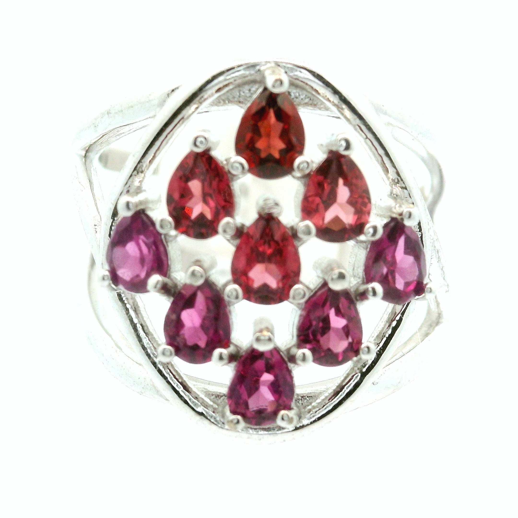 9 Stone Crystal Chandelier Cuff Ring .925 Silver for Healing, Intention Setting and Manifesting your Desires