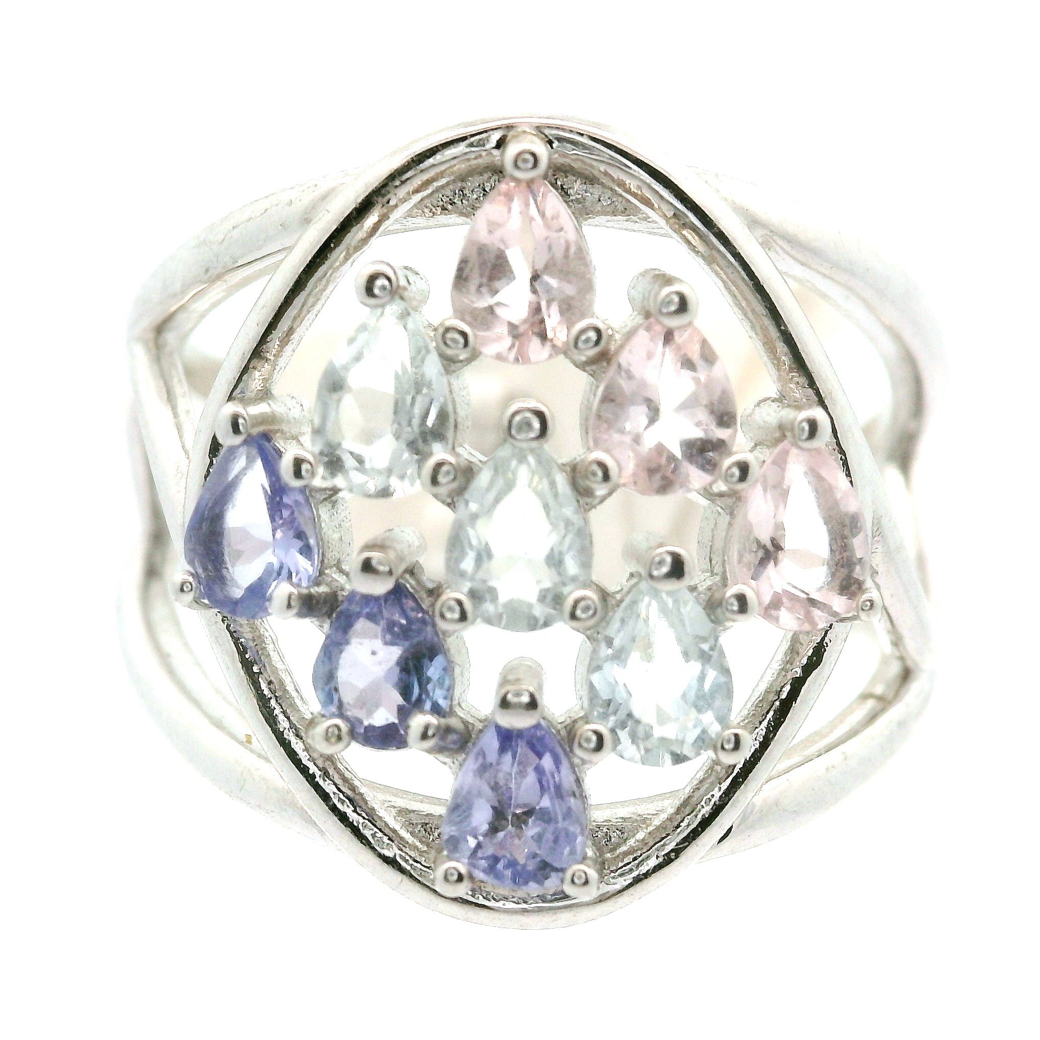9 Stone Crystal Chandelier Cuff Ring .925 Silver for Healing, Intention Setting and Manifesting your Desires