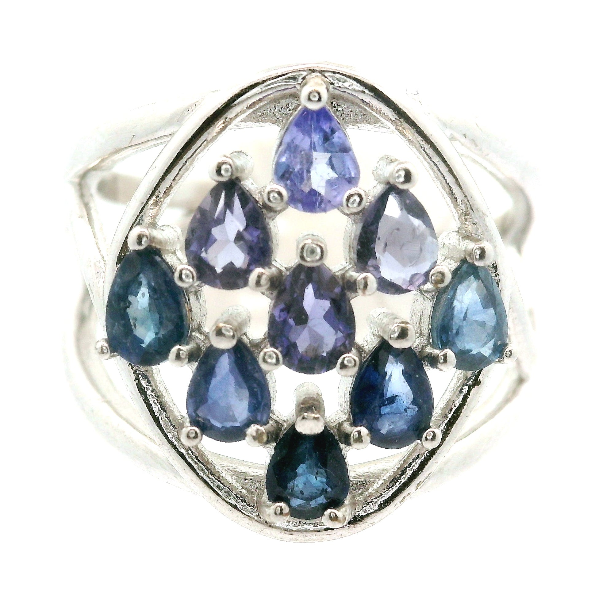 9 Stone Crystal Chandelier Cuff Ring .925 Silver for Healing, Intention Setting and Manifesting your Desires