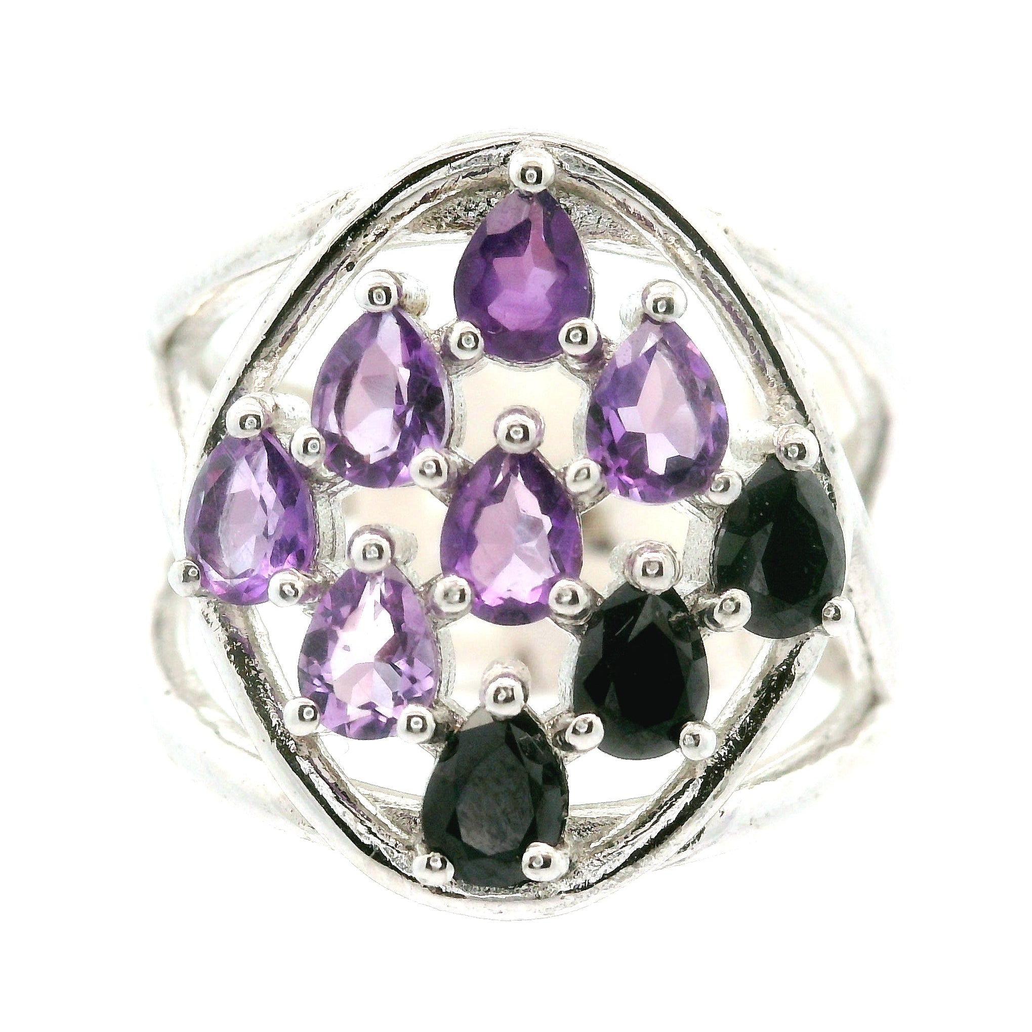 9 Stone Crystal Chandelier Cuff Ring .925 Silver for Healing, Intention Setting and Manifesting your Desires